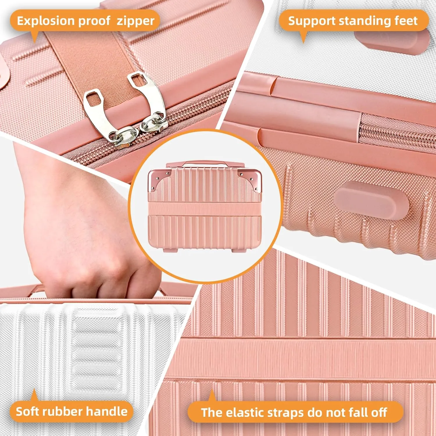 14inch Hard Shell Cosmetic Organizer Travel Train Hand Luggage Small Portable Carrying Suitcase Makeup Case Bag for Women Toiletry