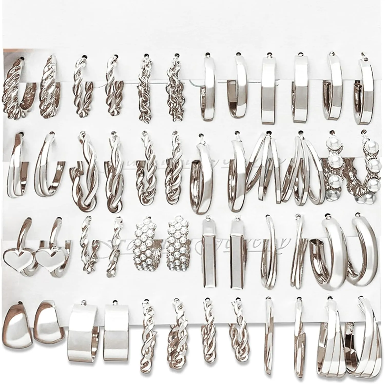 16-24 Pairs Gold Silver Black Earring Set for Women, Chunky Earring Multipack Punk Trendy Big Small Stud Hoop Earring Lightweight Twisted Pearl Ear Pack For Daily Birthday Party Gift
