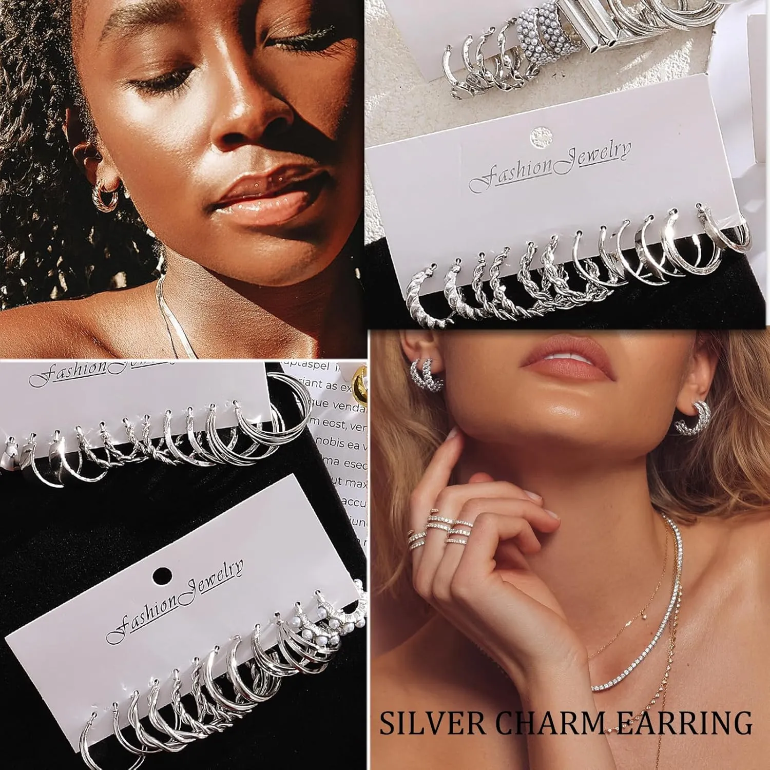 16-24 Pairs Gold Silver Black Earring Set for Women, Chunky Earring Multipack Punk Trendy Big Small Stud Hoop Earring Lightweight Twisted Pearl Ear Pack For Daily Birthday Party Gift