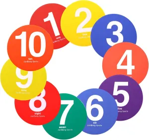 9 Inch Poly Spots, 10PCS Anti-Slip Spot Markers Floor Spots, Waterproof Flat Filed Cones Poly Dots for Agility Drills, Basketball, Football Training, Sport Activities and Exercise