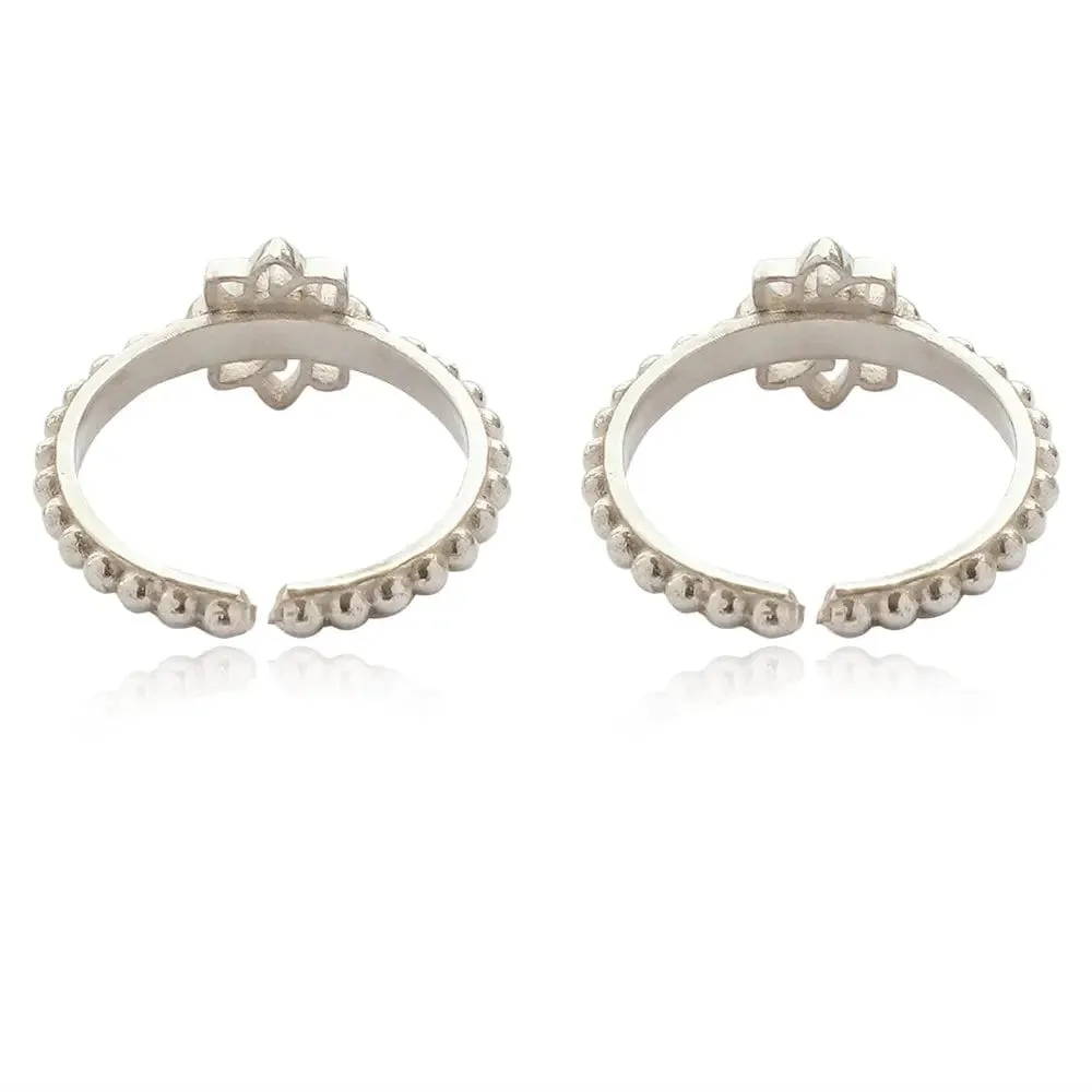 92.5 Sterling Silver Flower Toe Ring