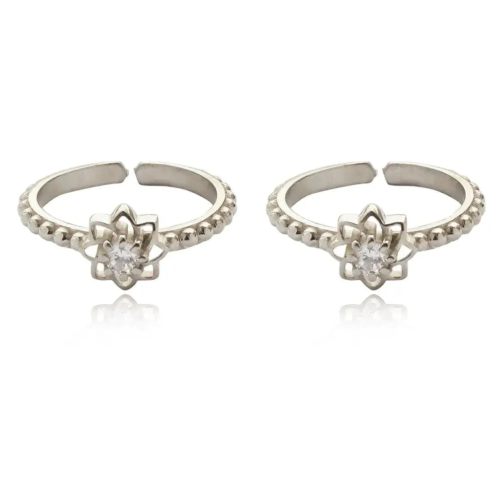 92.5 Sterling Silver Flower Toe Ring