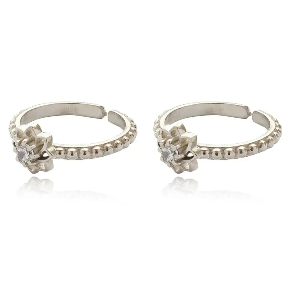 92.5 Sterling Silver Flower Toe Ring