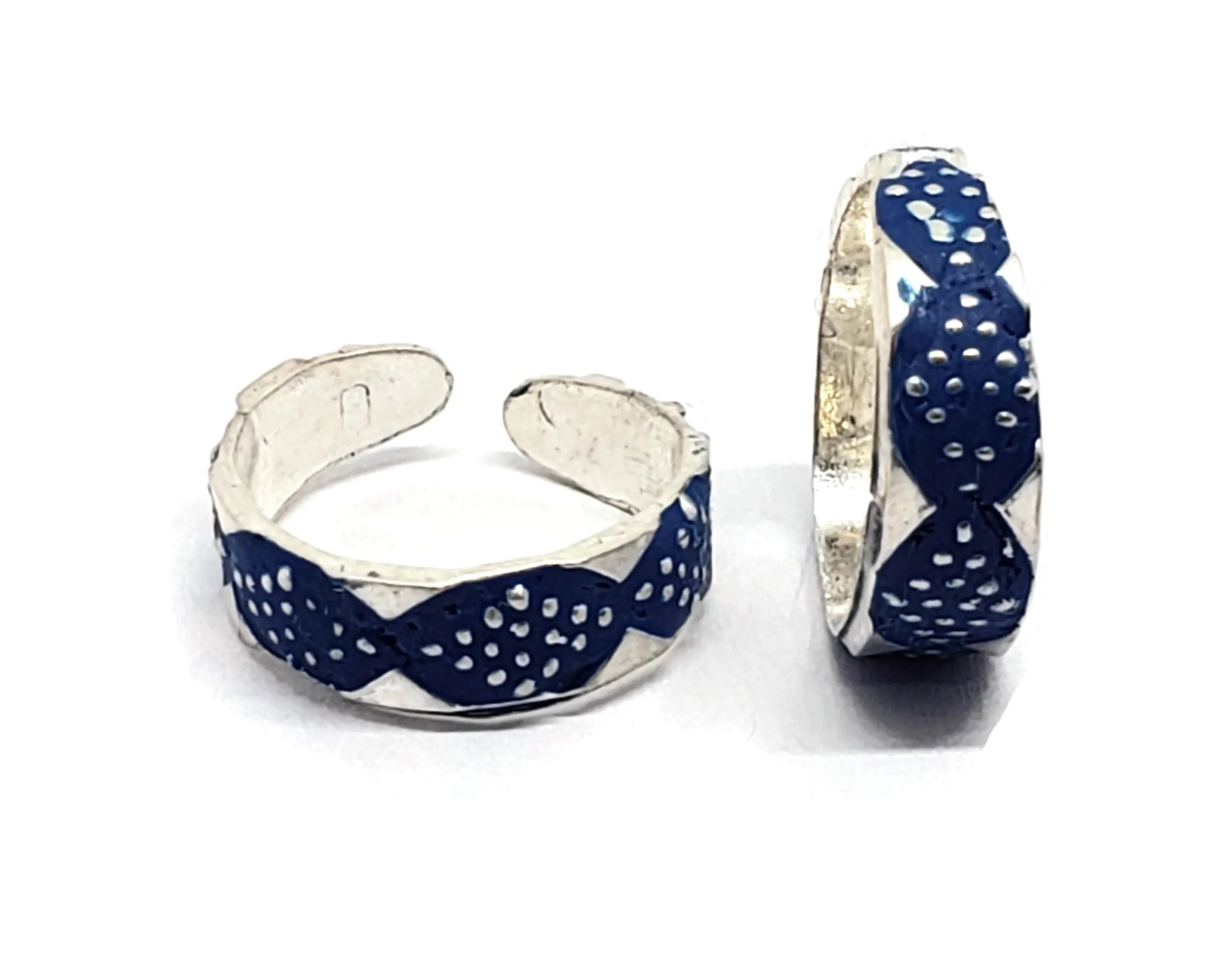 925 Sterling Silver Multicolor Toe-rings - Design #09