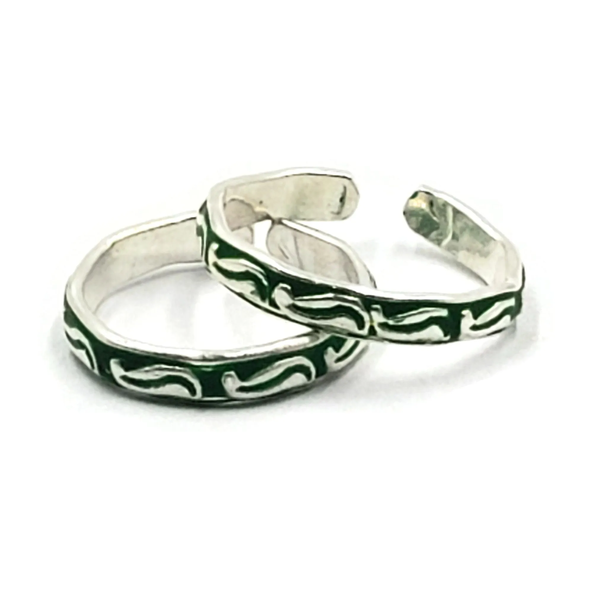 925 Sterling Silver Multicolor Toe-rings - Design #17