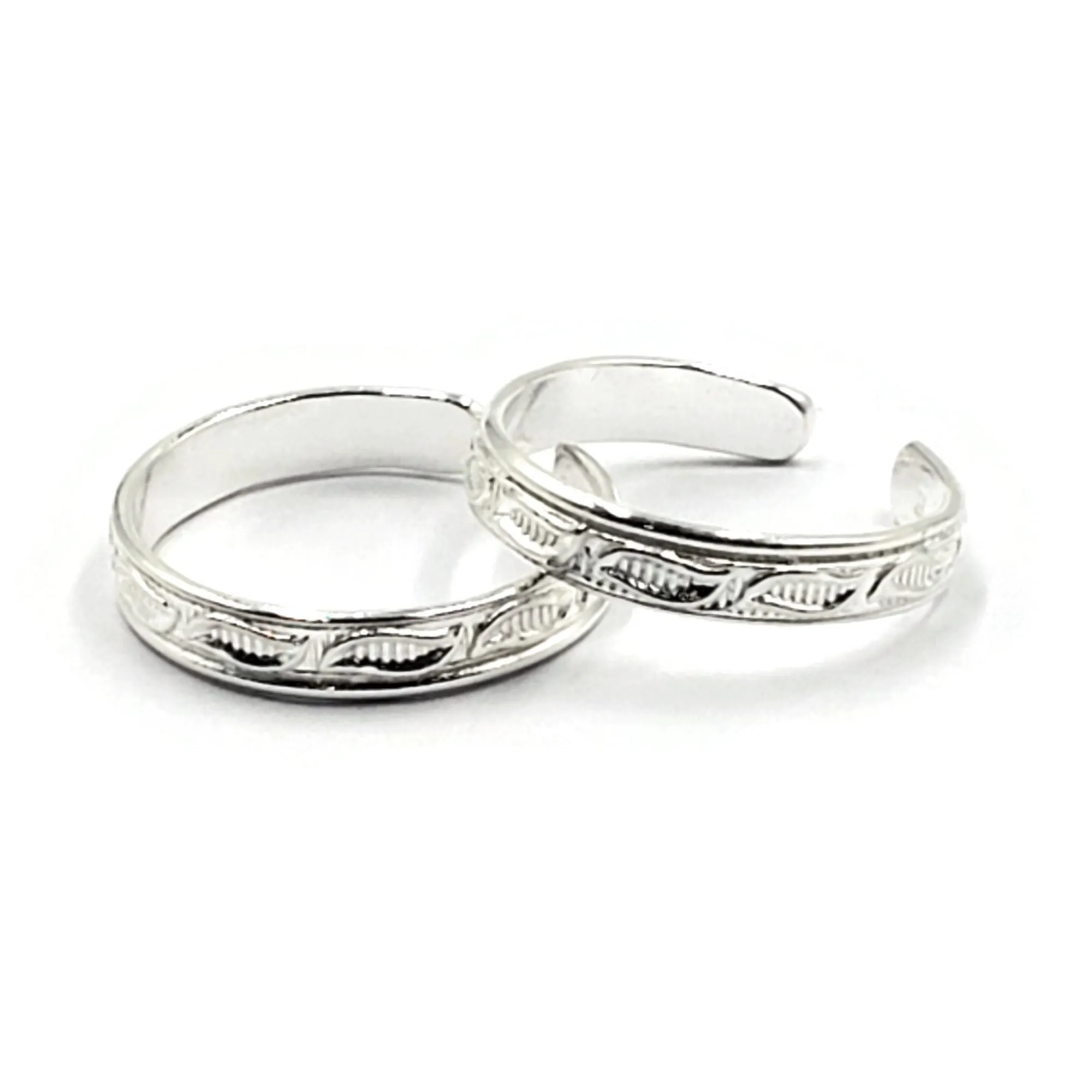 925 Sterling Silver Multicolor Toe-rings - Design #17