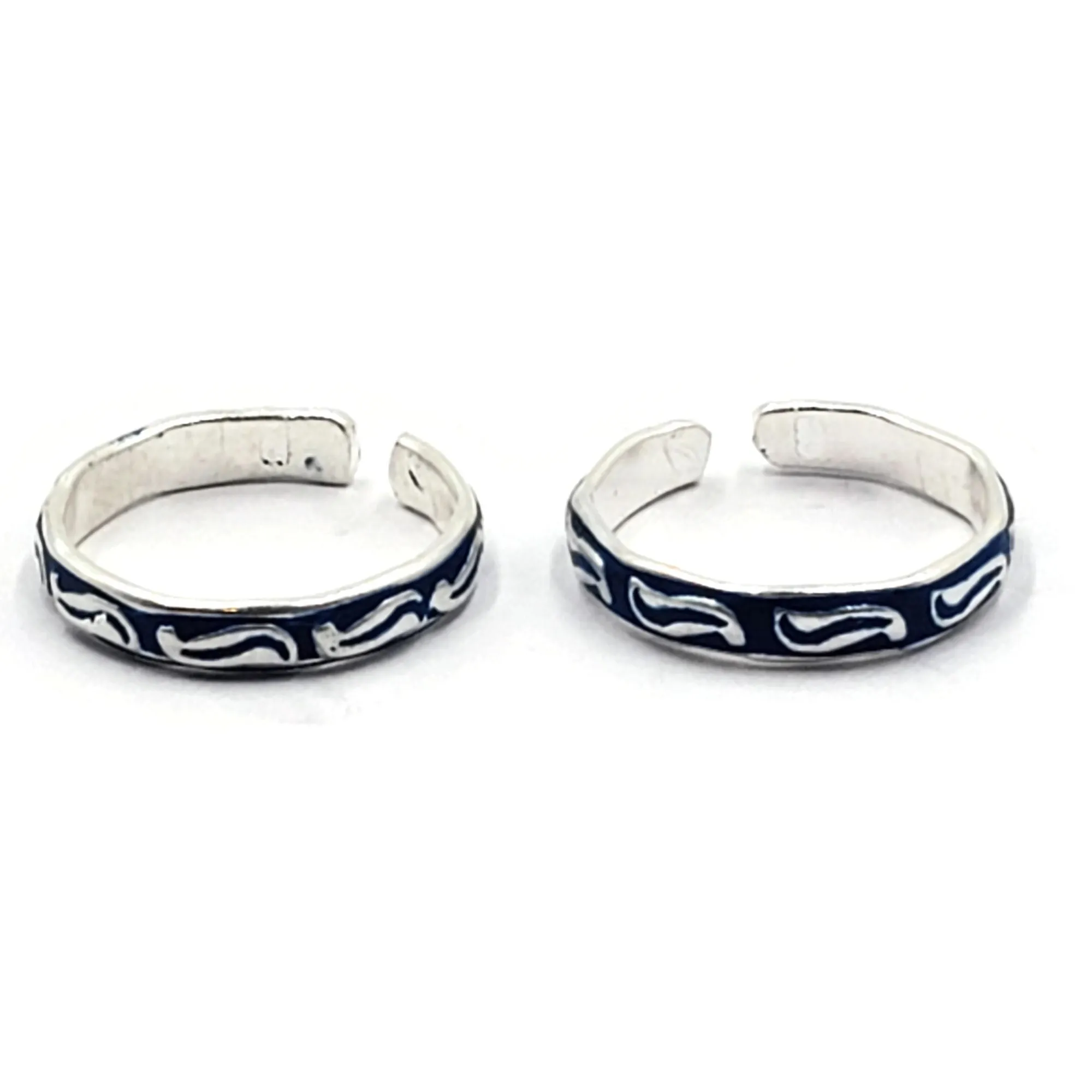 925 Sterling Silver Multicolor Toe-rings - Design #17