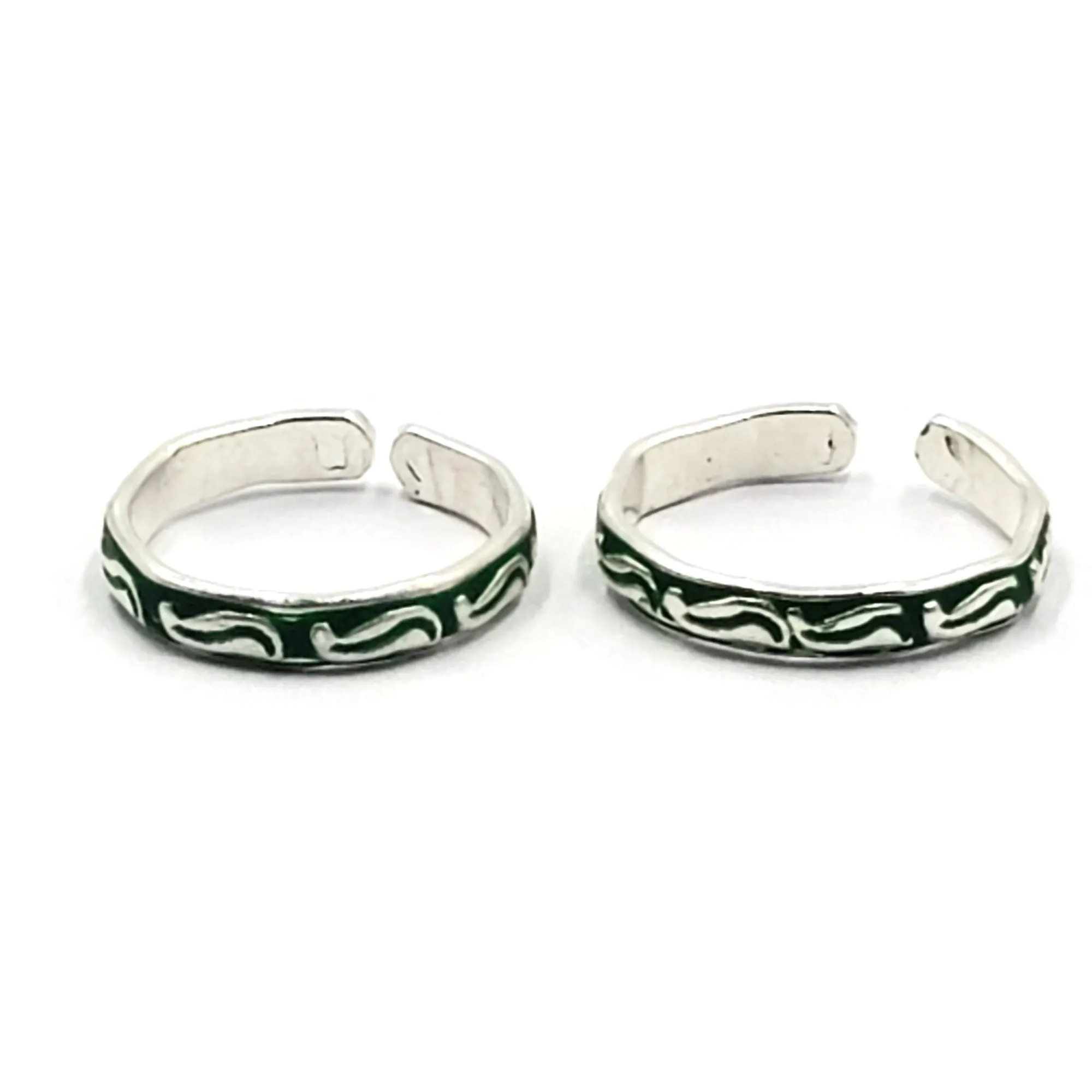 925 Sterling Silver Multicolor Toe-rings - Design #17