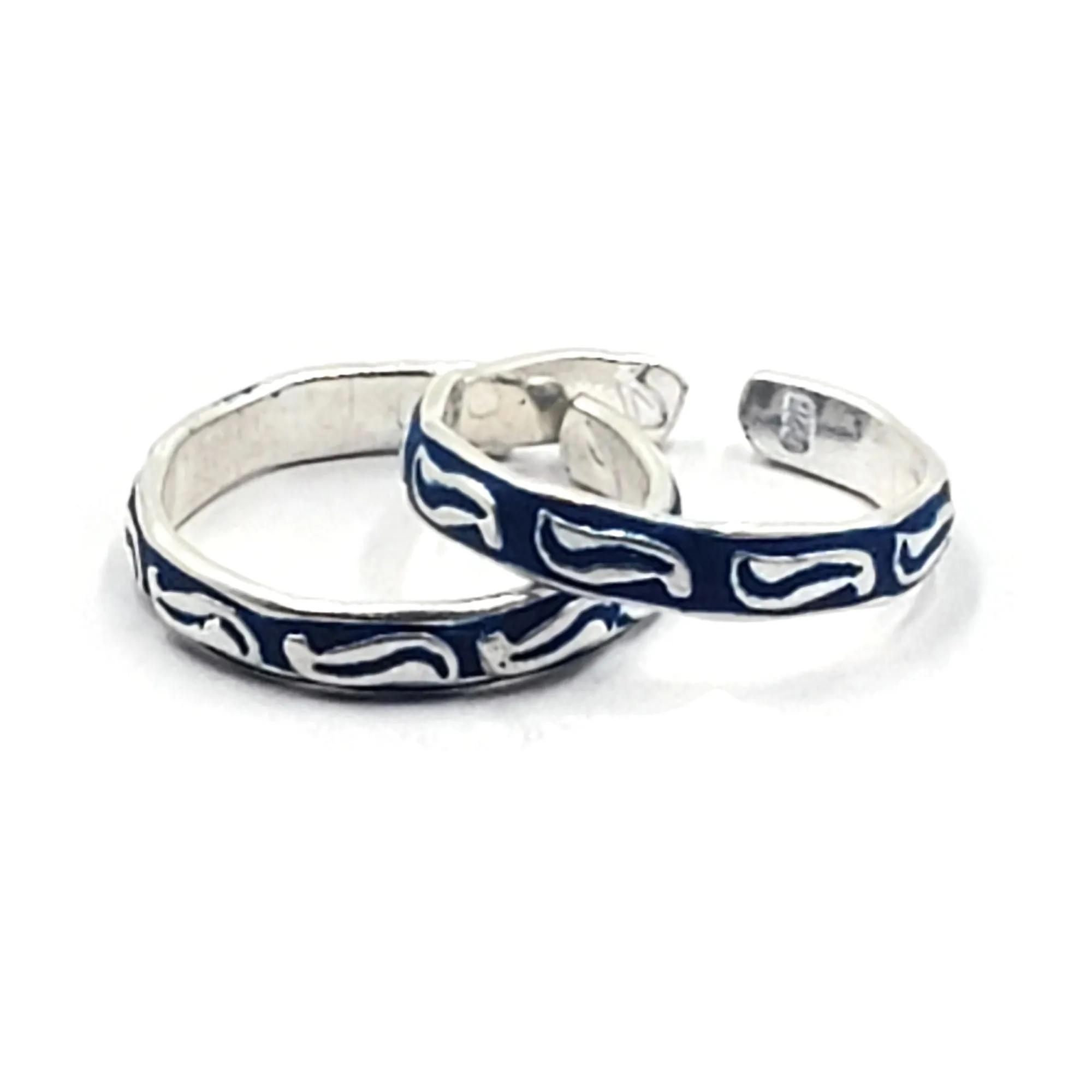 925 Sterling Silver Multicolor Toe-rings - Design #17