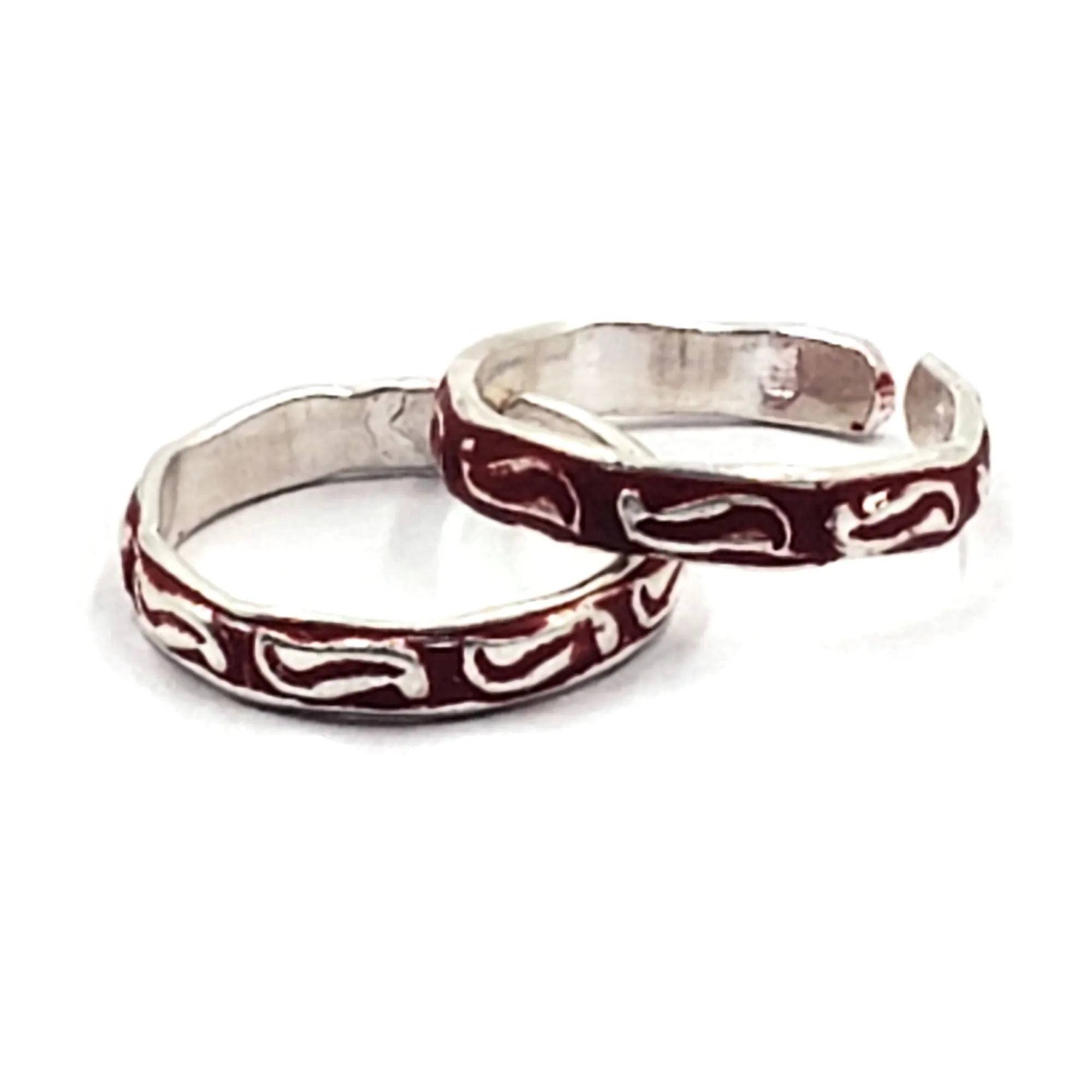 925 Sterling Silver Multicolor Toe-rings - Design #17