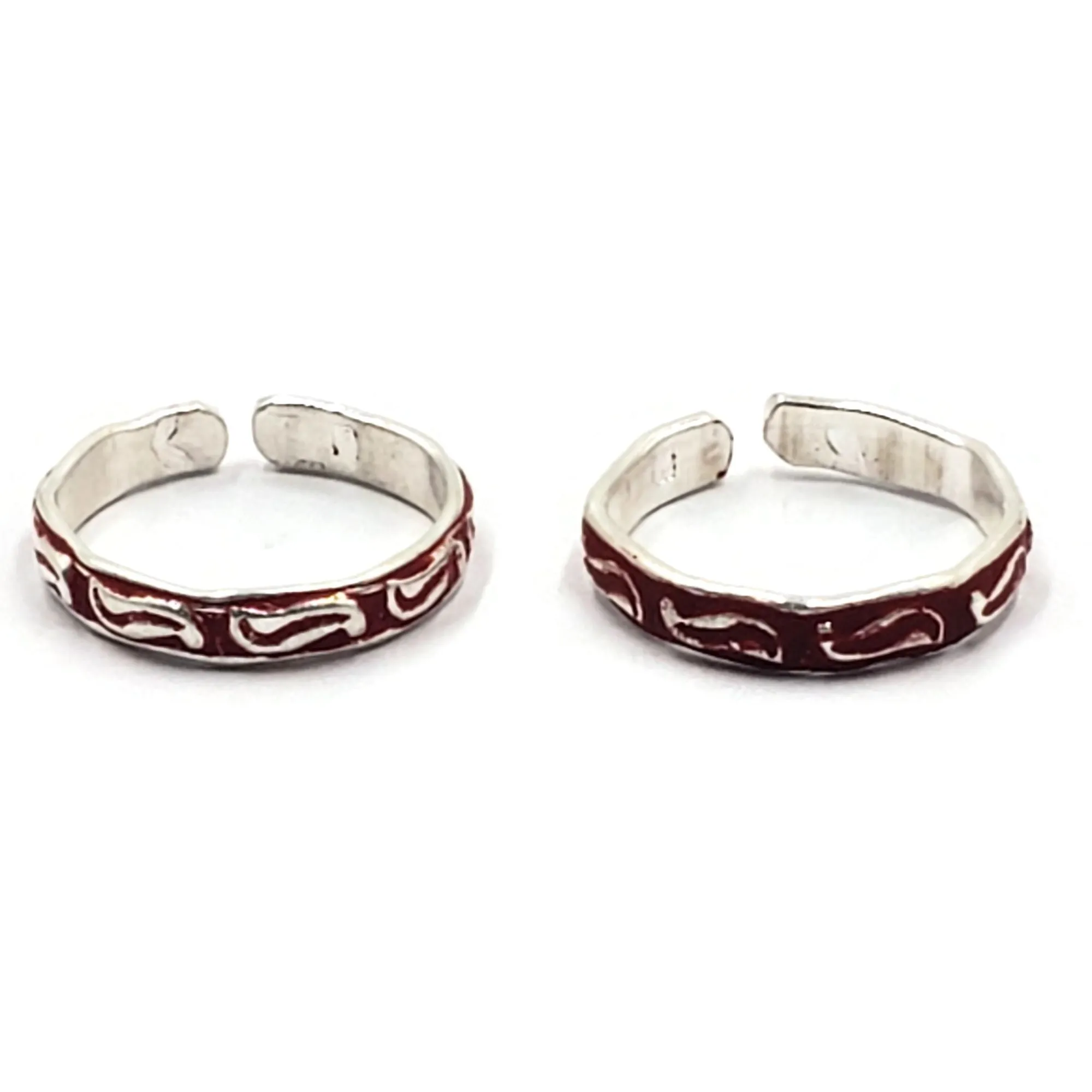 925 Sterling Silver Multicolor Toe-rings - Design #17