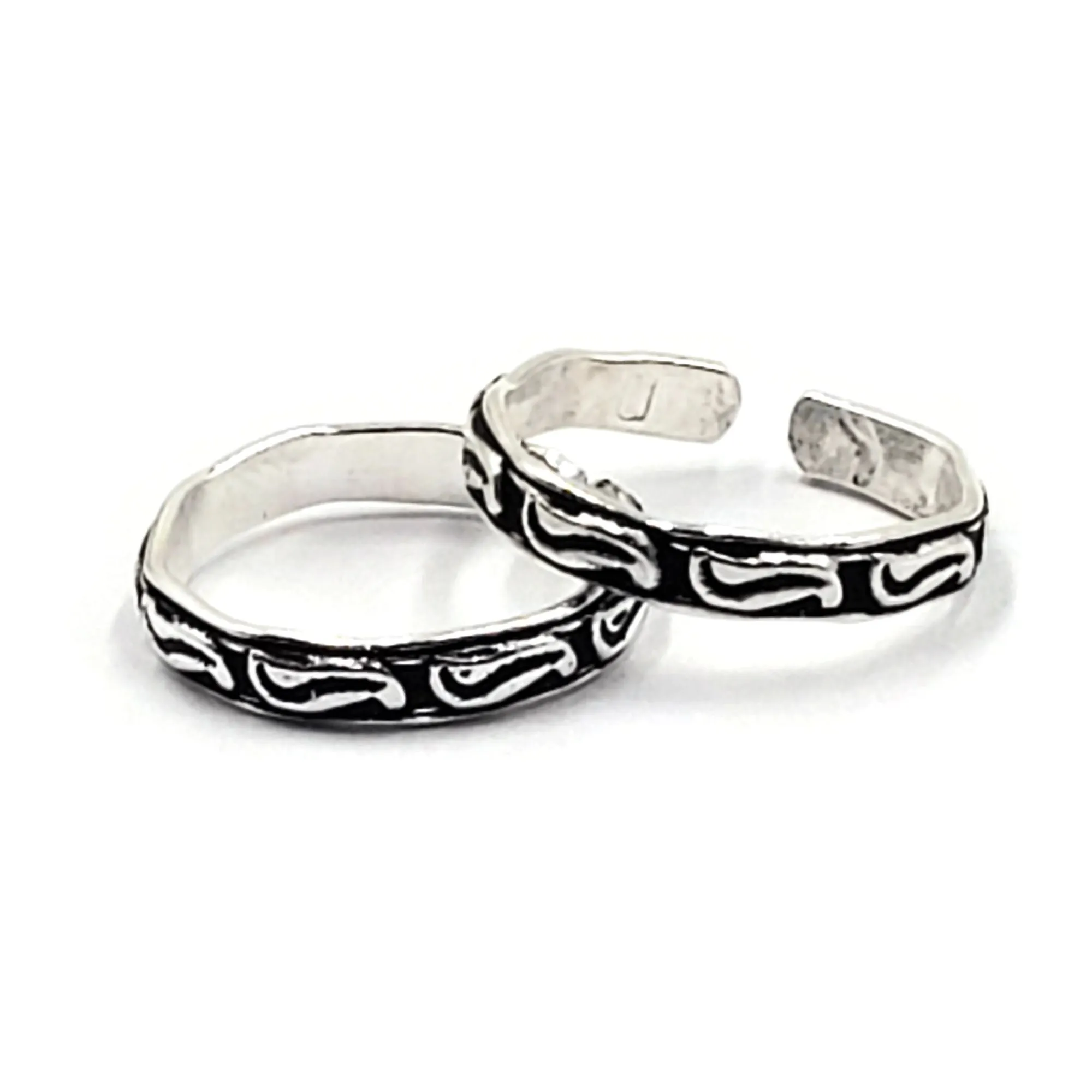925 Sterling Silver Multicolor Toe-rings - Design #17