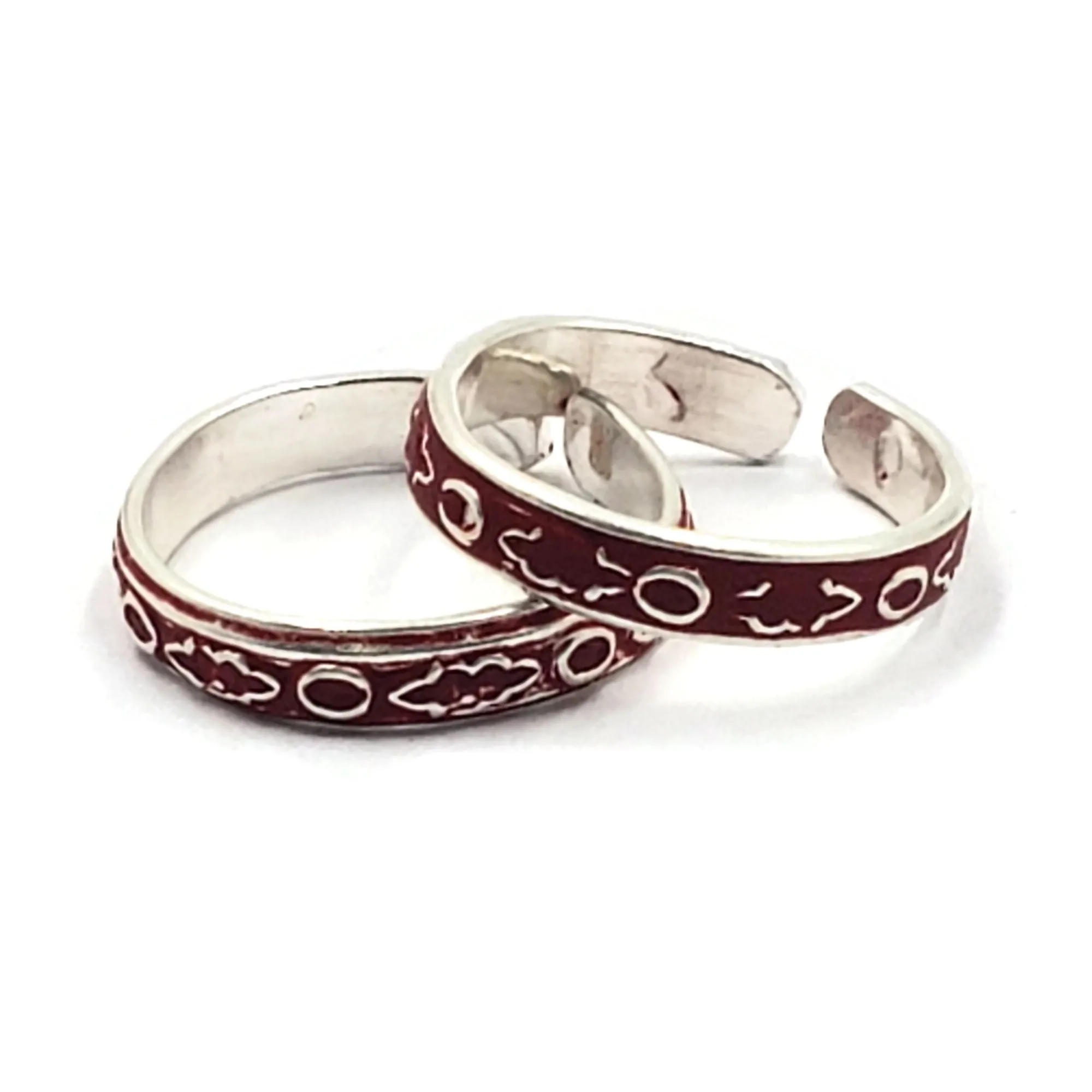 925 Sterling Silver Multicolor Toe-rings - Design #19