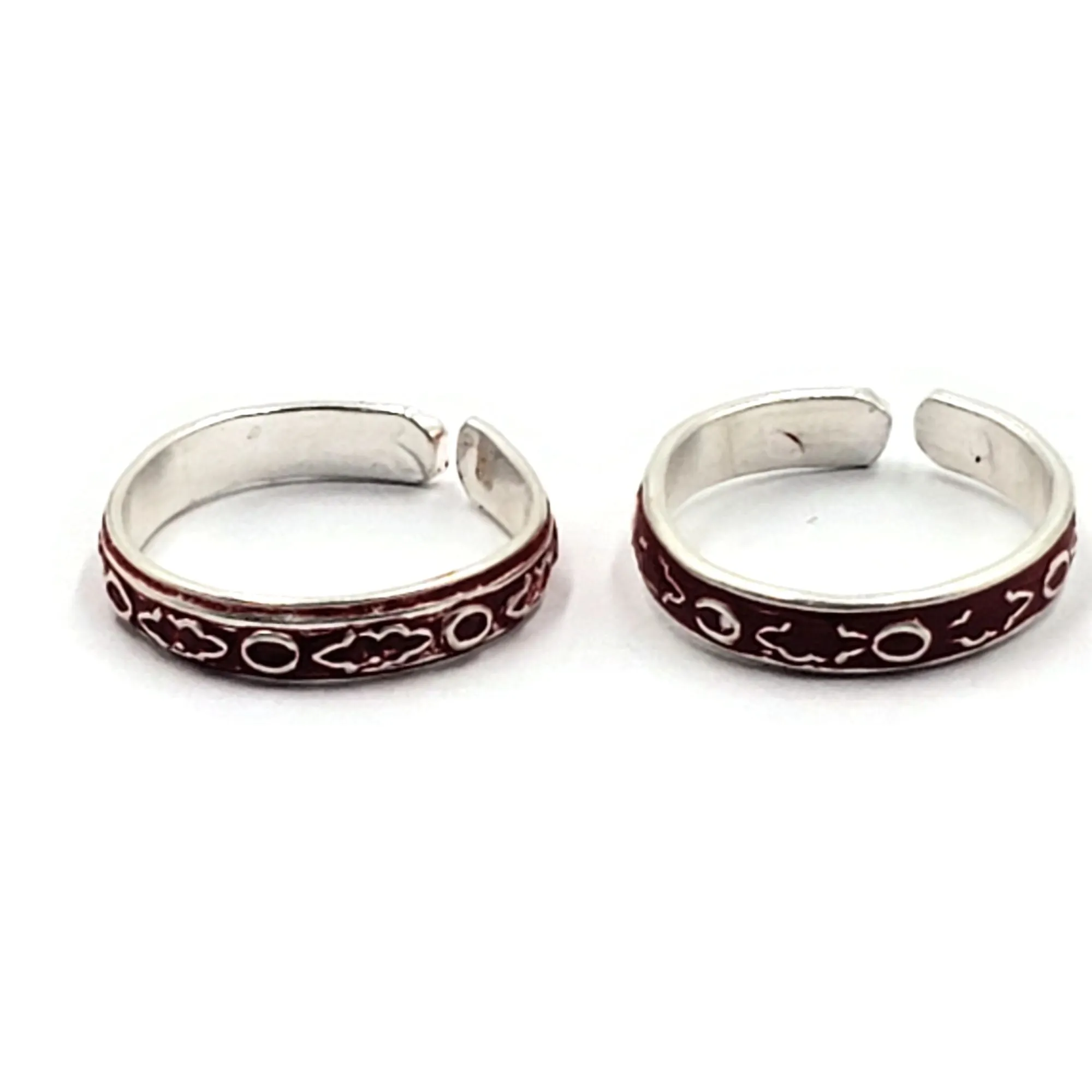 925 Sterling Silver Multicolor Toe-rings - Design #19