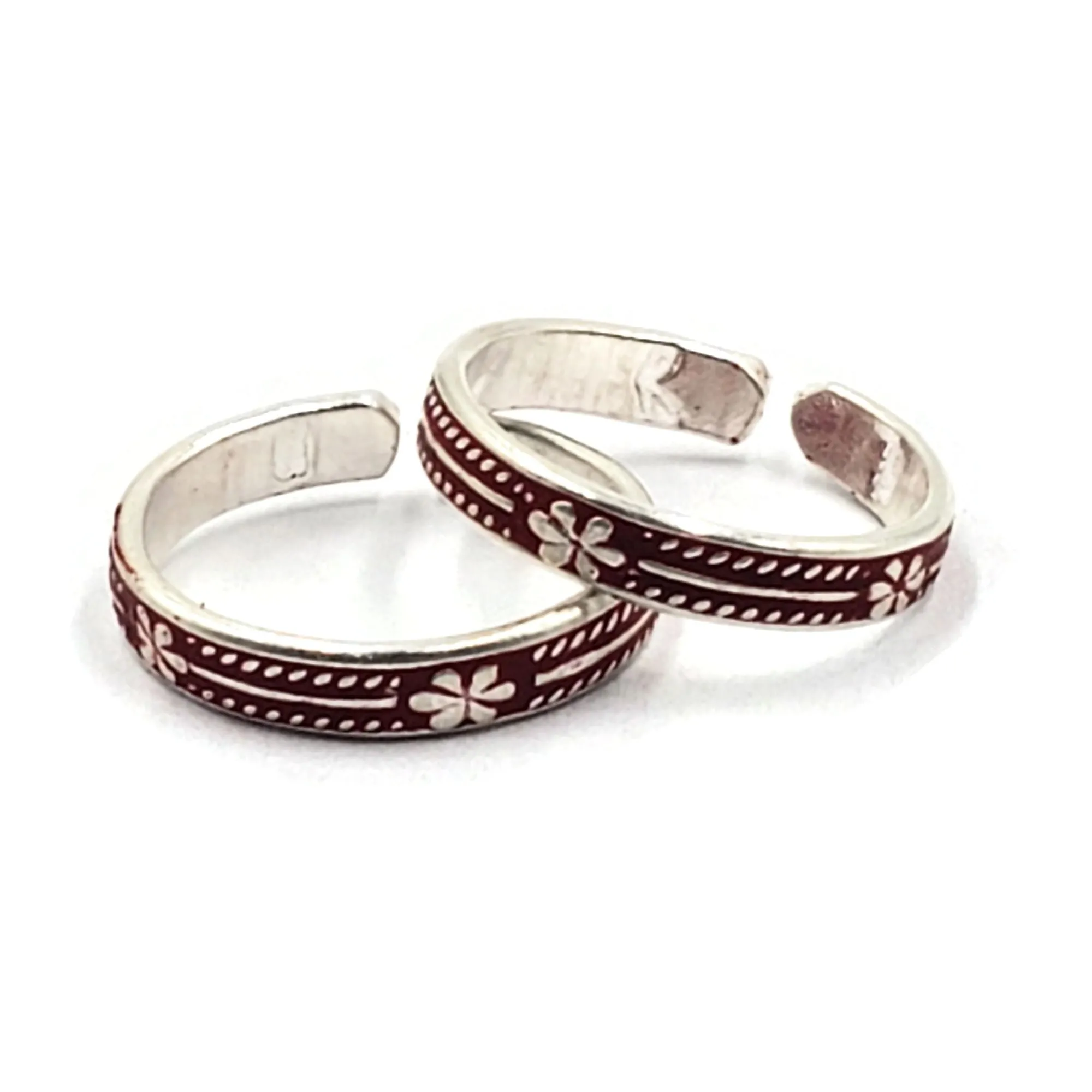 925 Sterling Silver Multicolor Toe-rings - Design #20