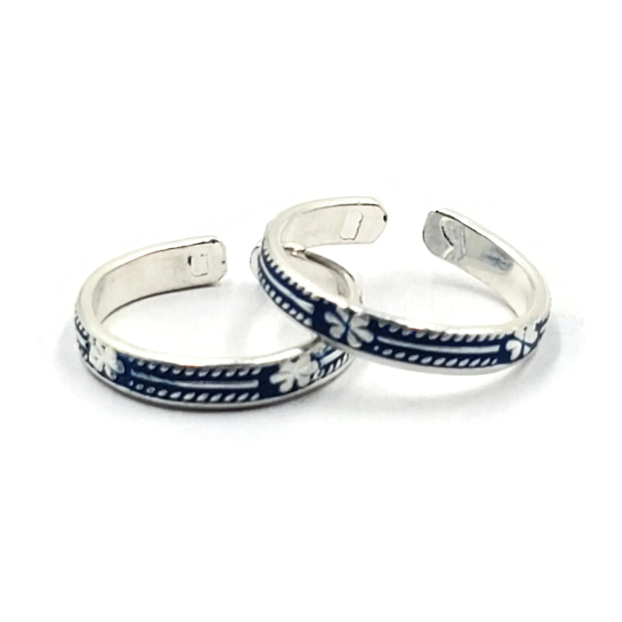 925 Sterling Silver Multicolor Toe-rings - Design #20