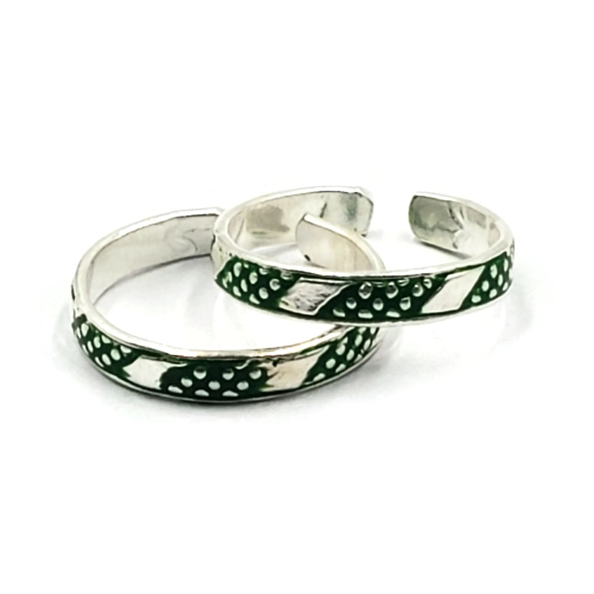 925 Sterling Silver Multicolor Toe-rings - Design #22