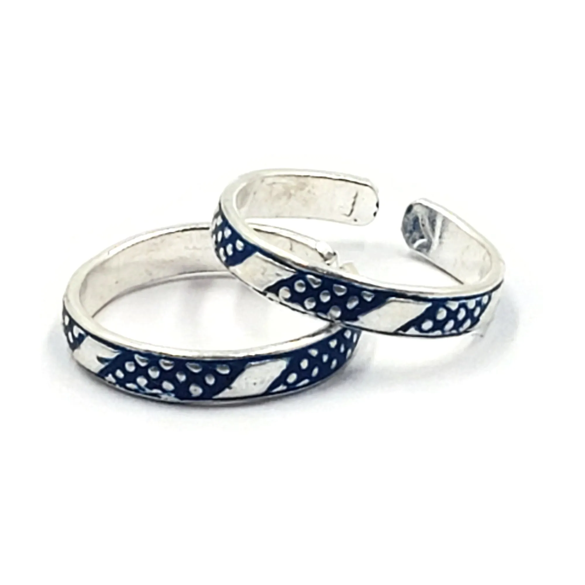 925 Sterling Silver Multicolor Toe-rings - Design #22