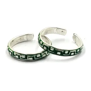 925 Sterling Silver Multicolor Toe-rings - Design #33