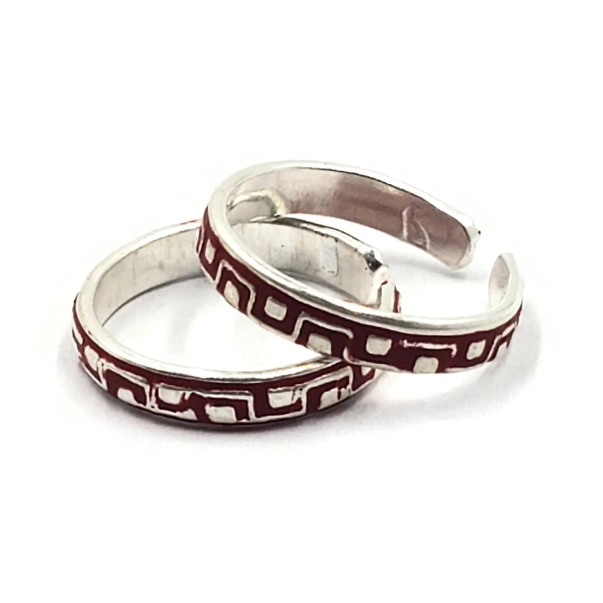 925 Sterling Silver Multicolor Toe-rings - Design #33