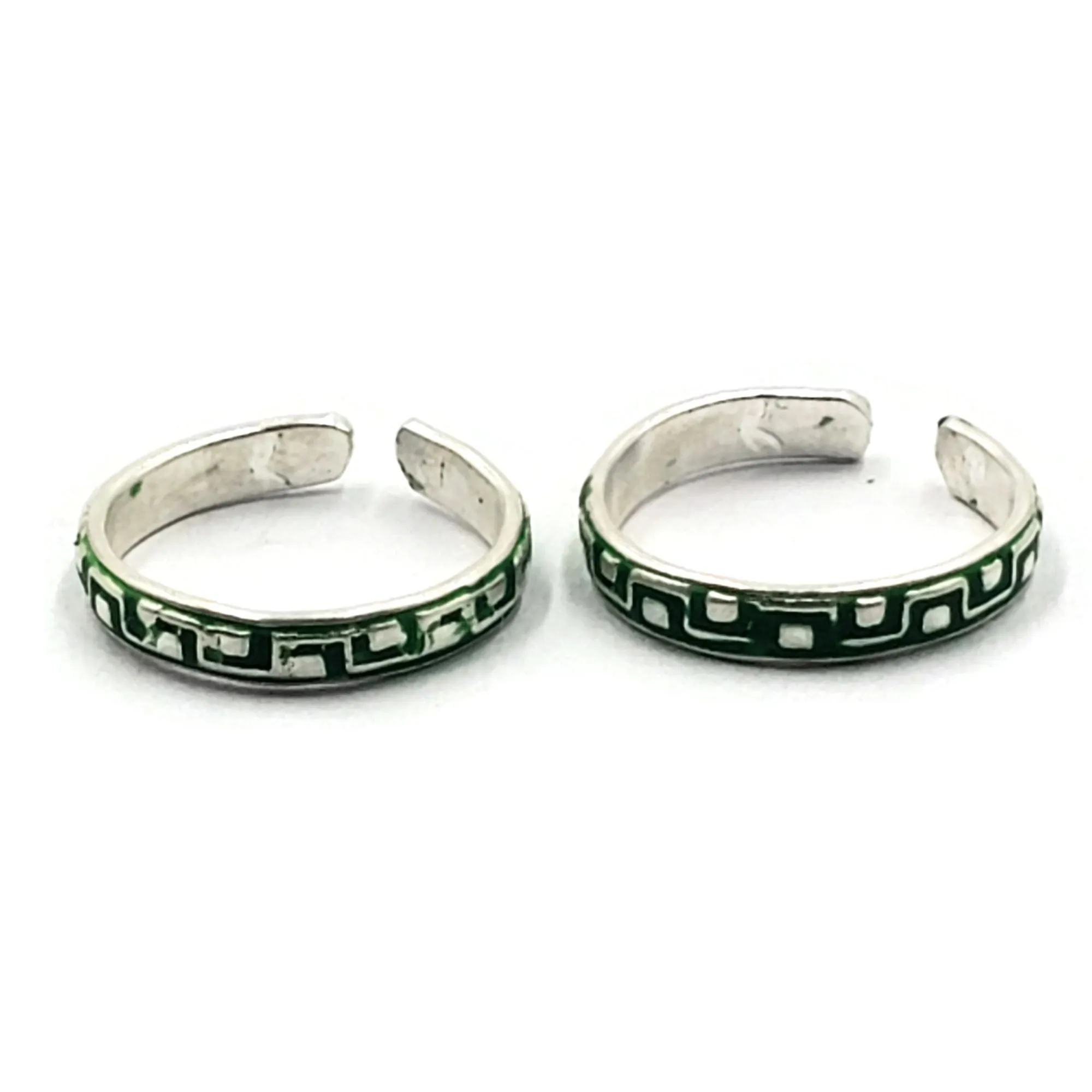 925 Sterling Silver Multicolor Toe-rings - Design #33
