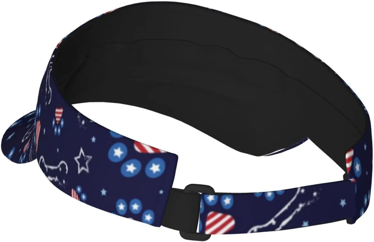 American Flag Independence Day Visor Hat, Fashion Sports Sun Visor Hat, Adjustable Golf Hat for Women Men
