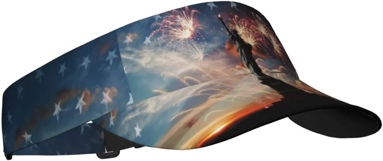 American Flag Independence Day Visor Hat, Fashion Sports Sun Visor Hat, Adjustable Golf Hat for Women Men
