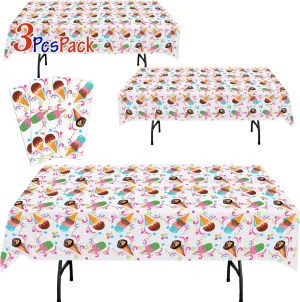 AnapoliZ Ice Cream Plastic Tablecloth | 3 Pack (54" x 102") | Rectangular Popsicle Table Cover | Summer Party Decoration | Social, BBQ Table Cover