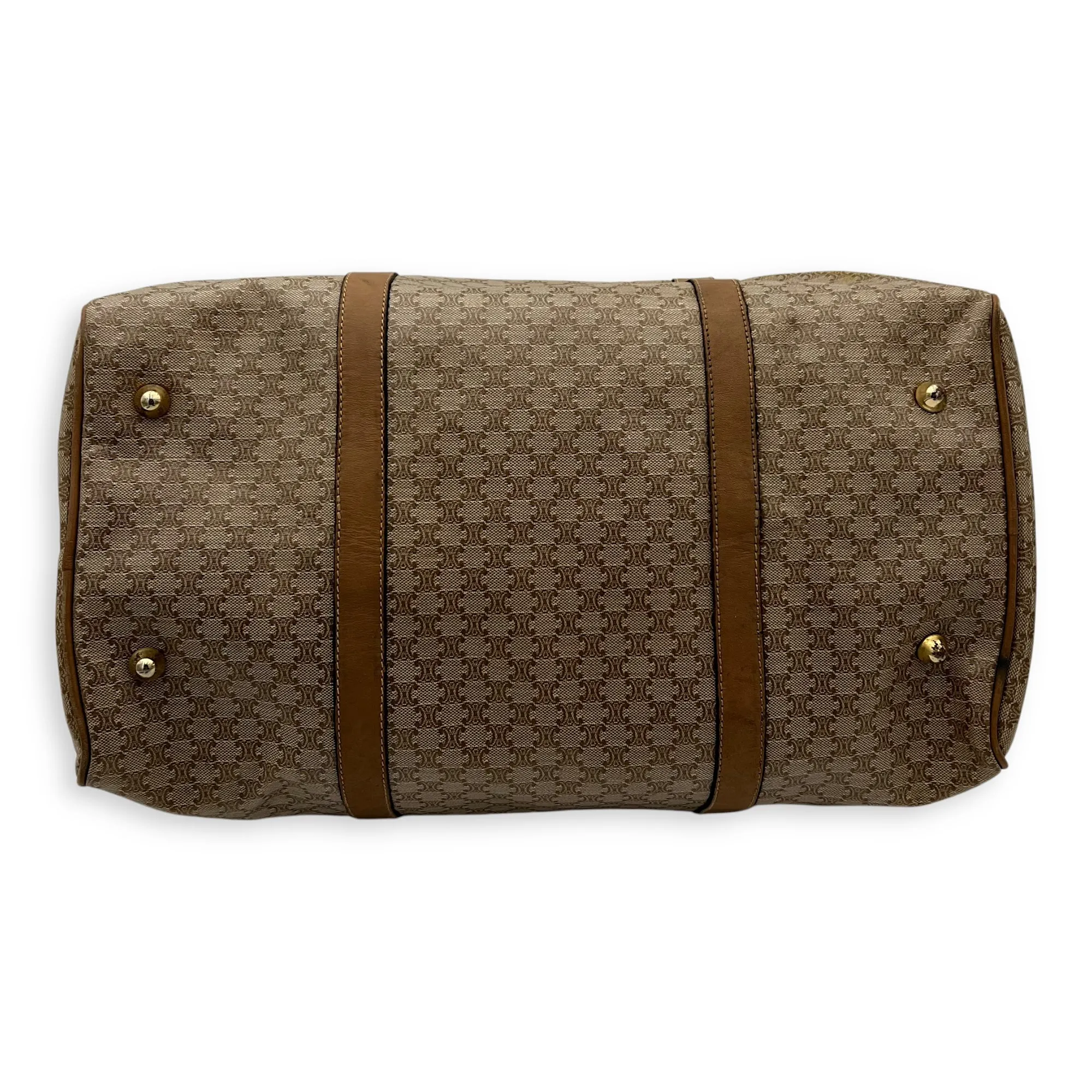 Boston Duffle Bag Brown in Coated Canvas, Gold hardware