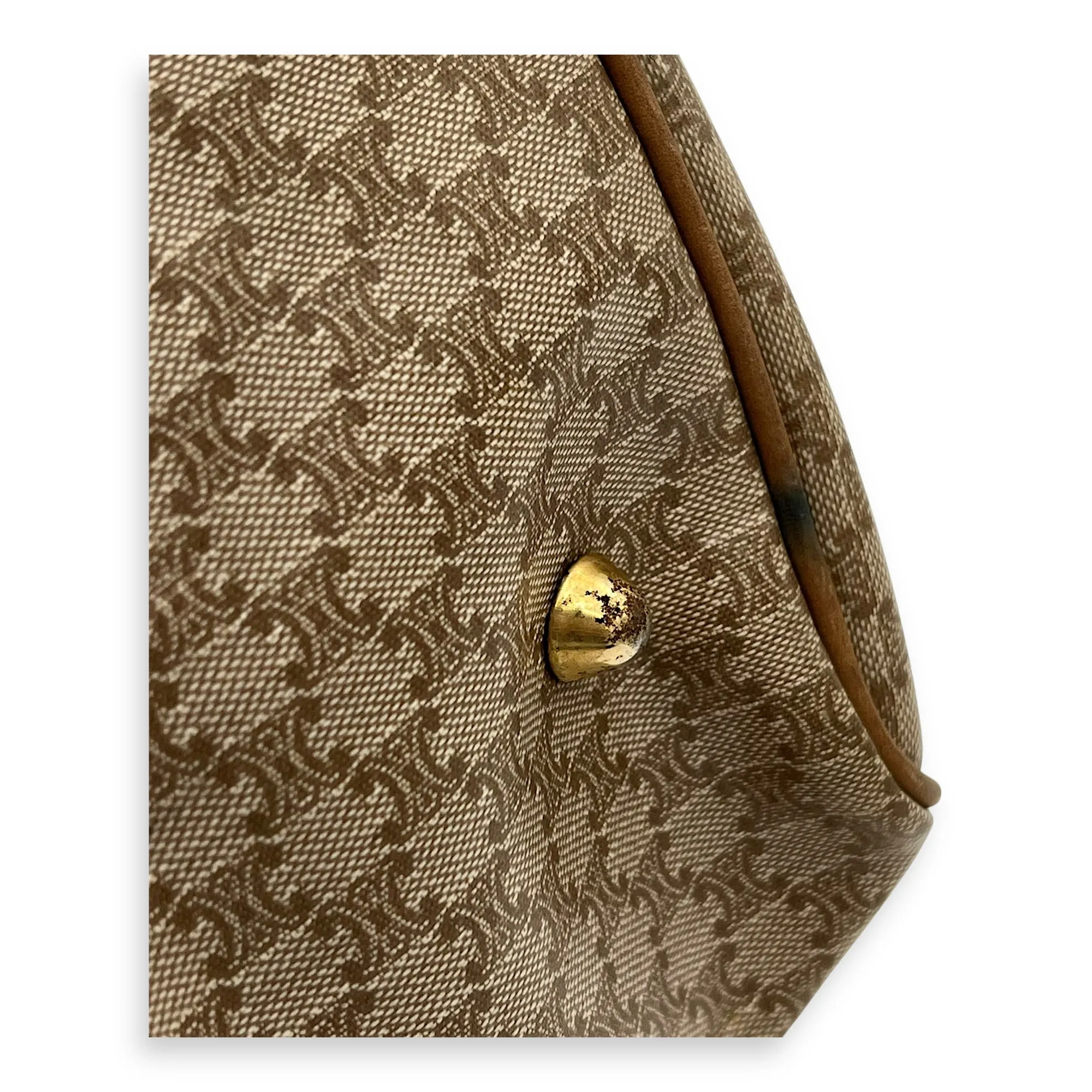 Boston Duffle Bag Brown in Coated Canvas, Gold hardware