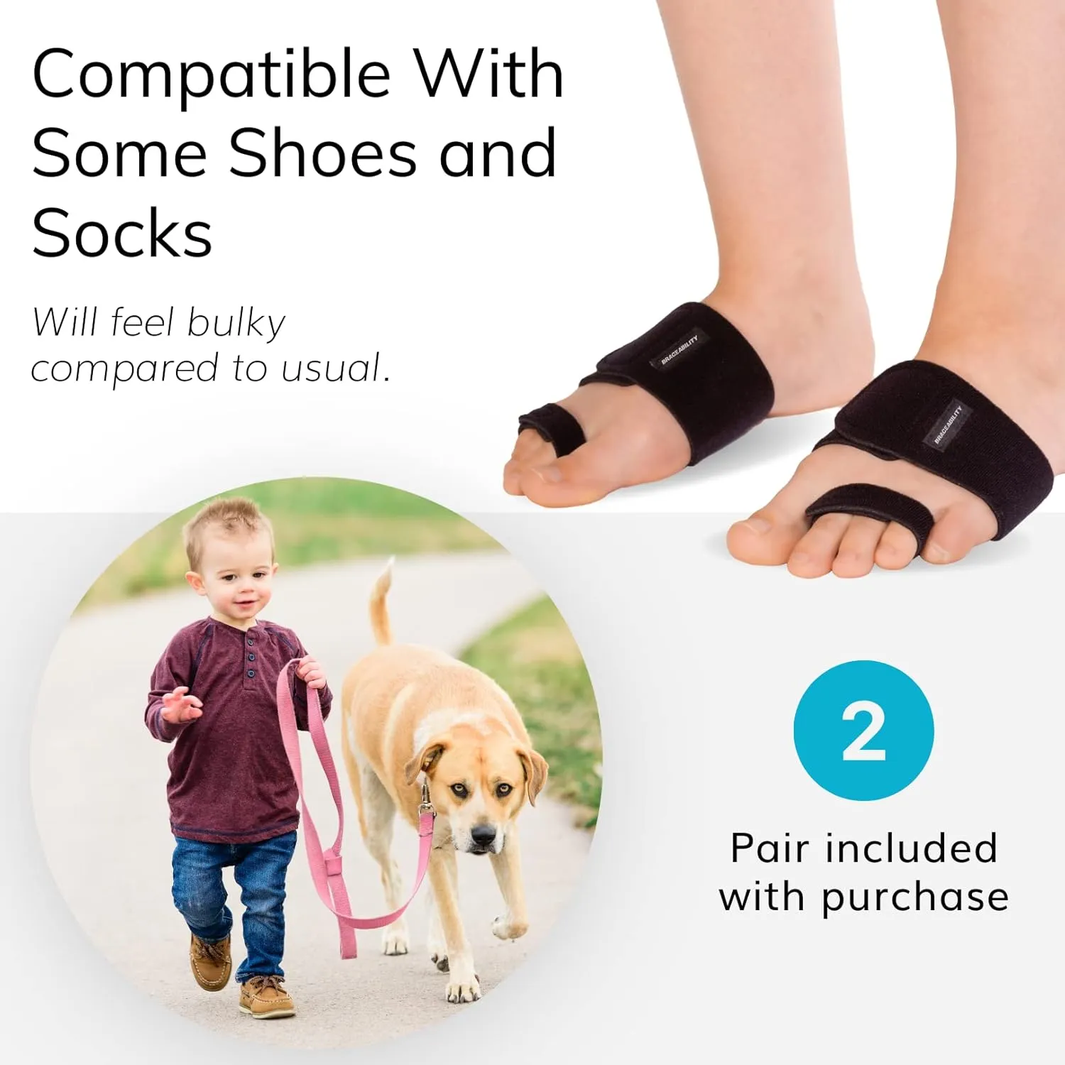 BraceAbility Toe Walking Braces for Kids - Patented Pediatric Foot Supports To Prevent Tip Toe Walking, Cerebral Palsy Equipment, Autism, ADHD, Aspergers, Youth Neurological Disorders (XS - Pair)
