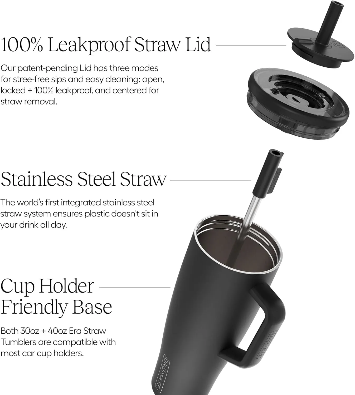 BrMate Era 30 oz Tumbler with Handle and Straw | 100% Leakproof Insulated Tumbler with Lid and Straw | Made of Stainless Steel | Cup Holder Friendly Base | 30oz (Dune)