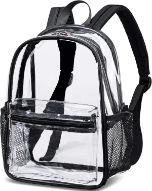 BTOOP Clear Mini Backpack Stadium Events Approved 12x12x6 Small Transparent Bag Plastic See Through Backpacks for Work Festival Security Travel