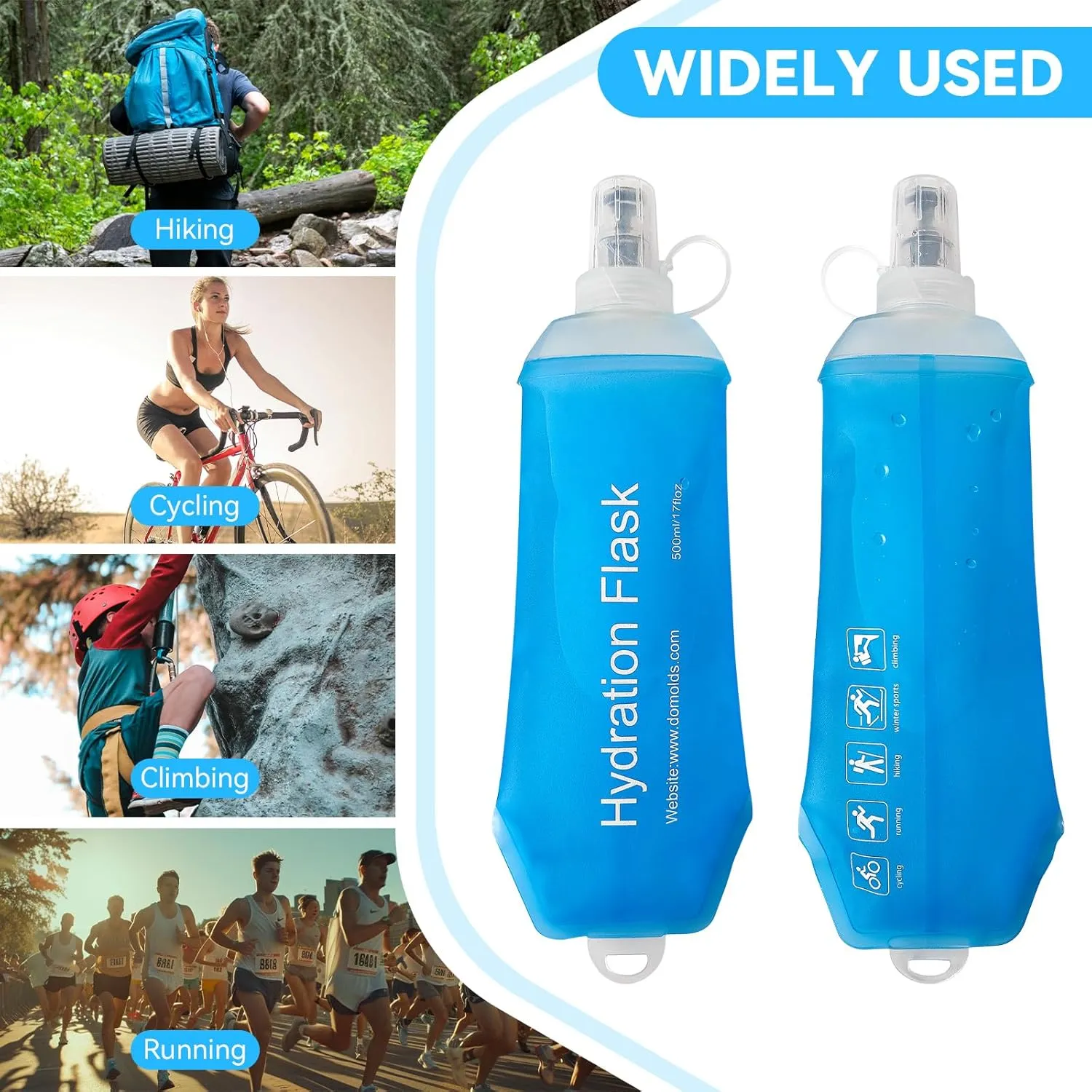 Buite 150ML Soft Flask, Portable TPU Soft Flask Running Bottles for Running Vest, Hydration Pack - Ideal for Hiking Cycling Climbing(Blue