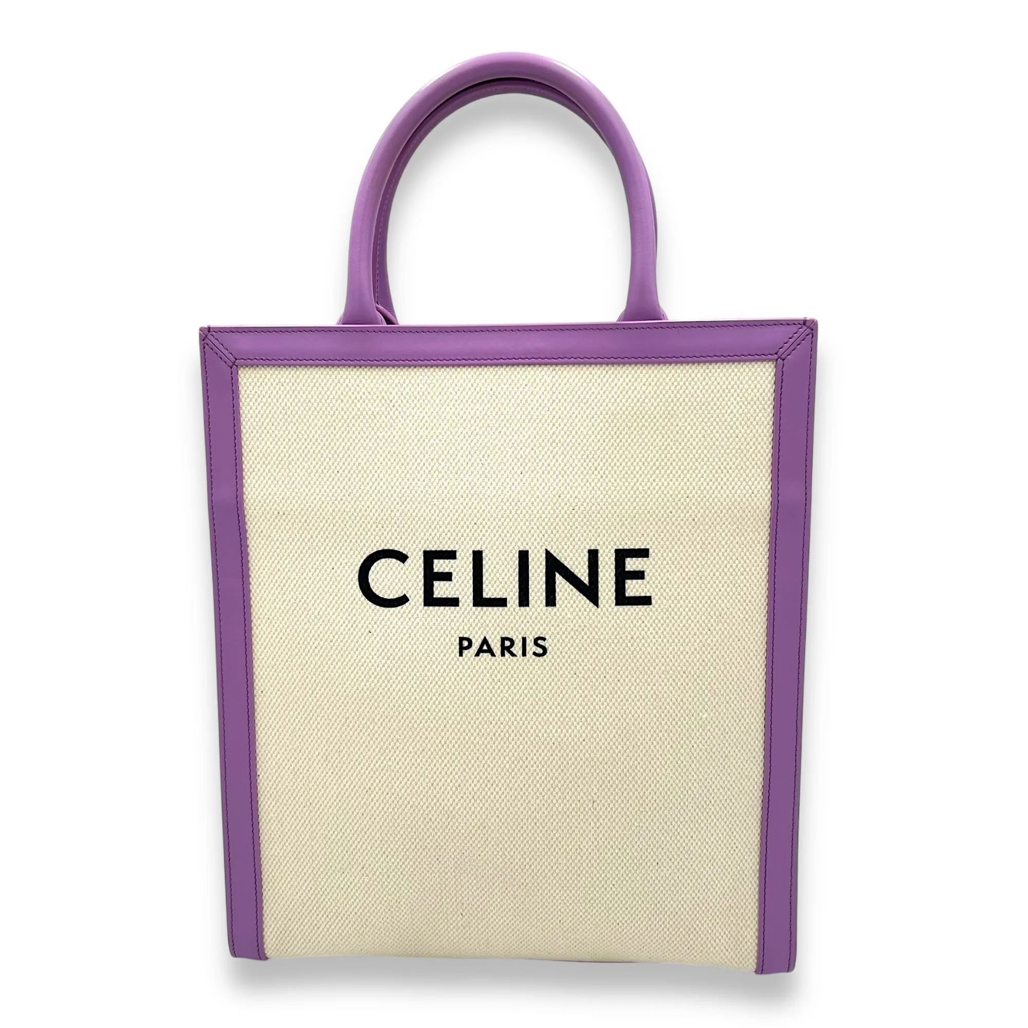 Cabas Small Purple Tote Bag in Canvas, Gold hardware