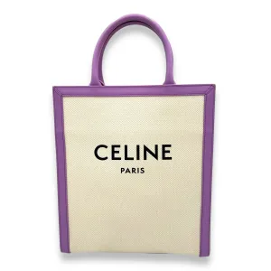 Cabas Small Purple Tote Bag in Canvas, Gold hardware