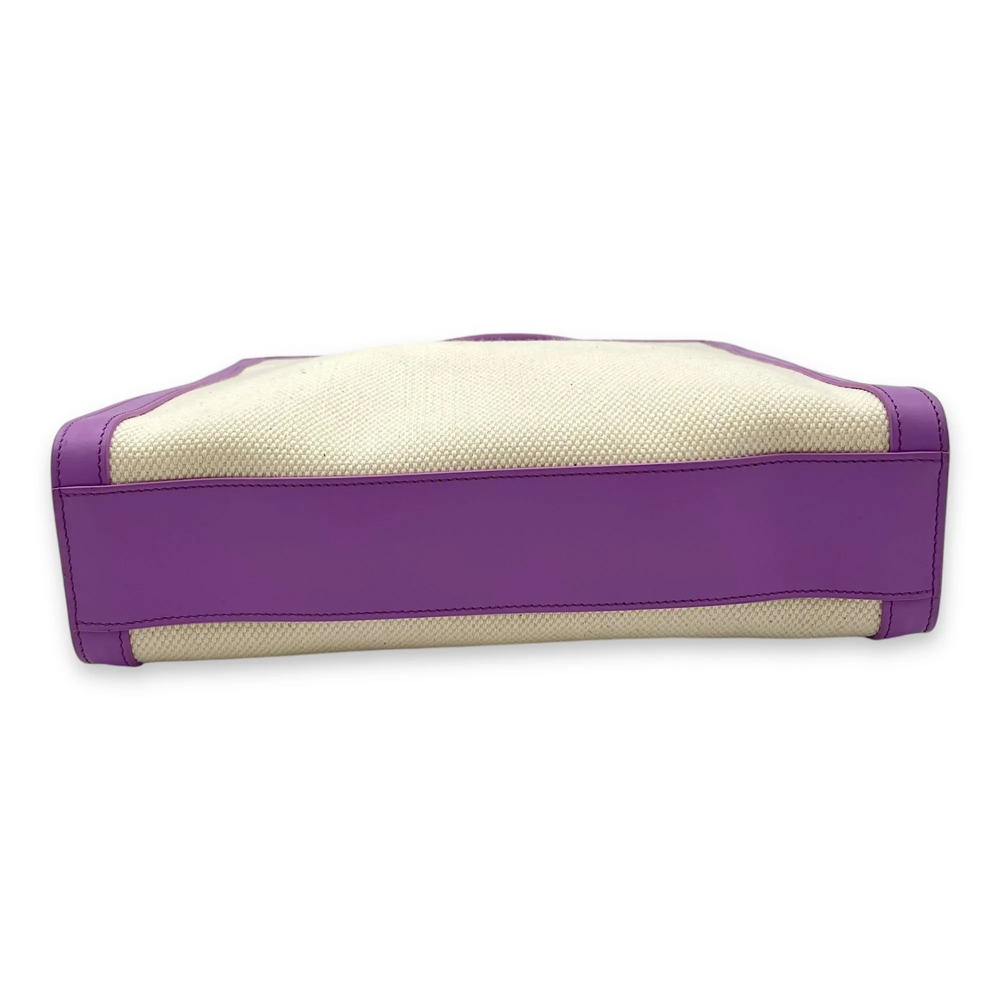 Cabas Small Purple Tote Bag in Canvas, Gold hardware