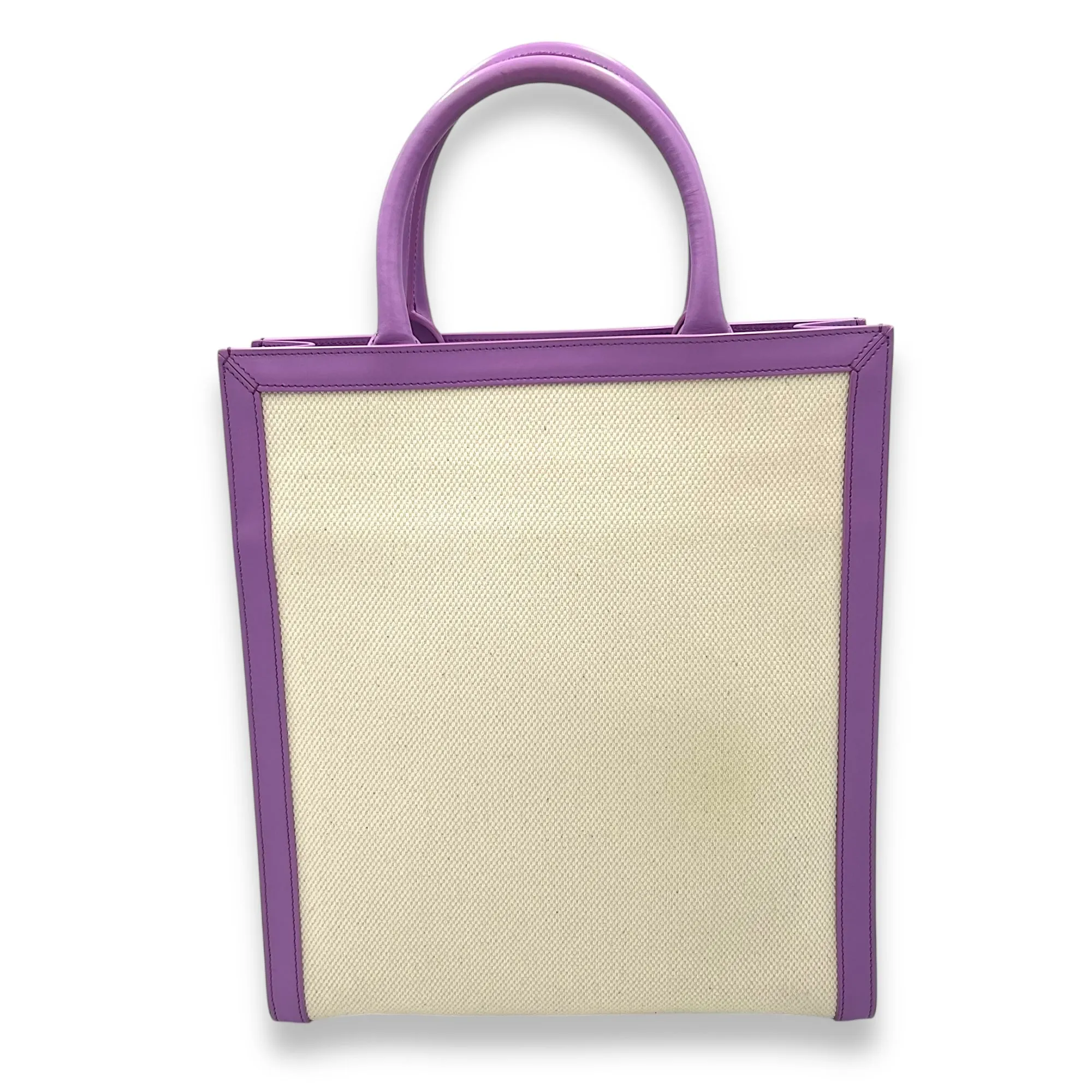 Cabas Small Purple Tote Bag in Canvas, Gold hardware