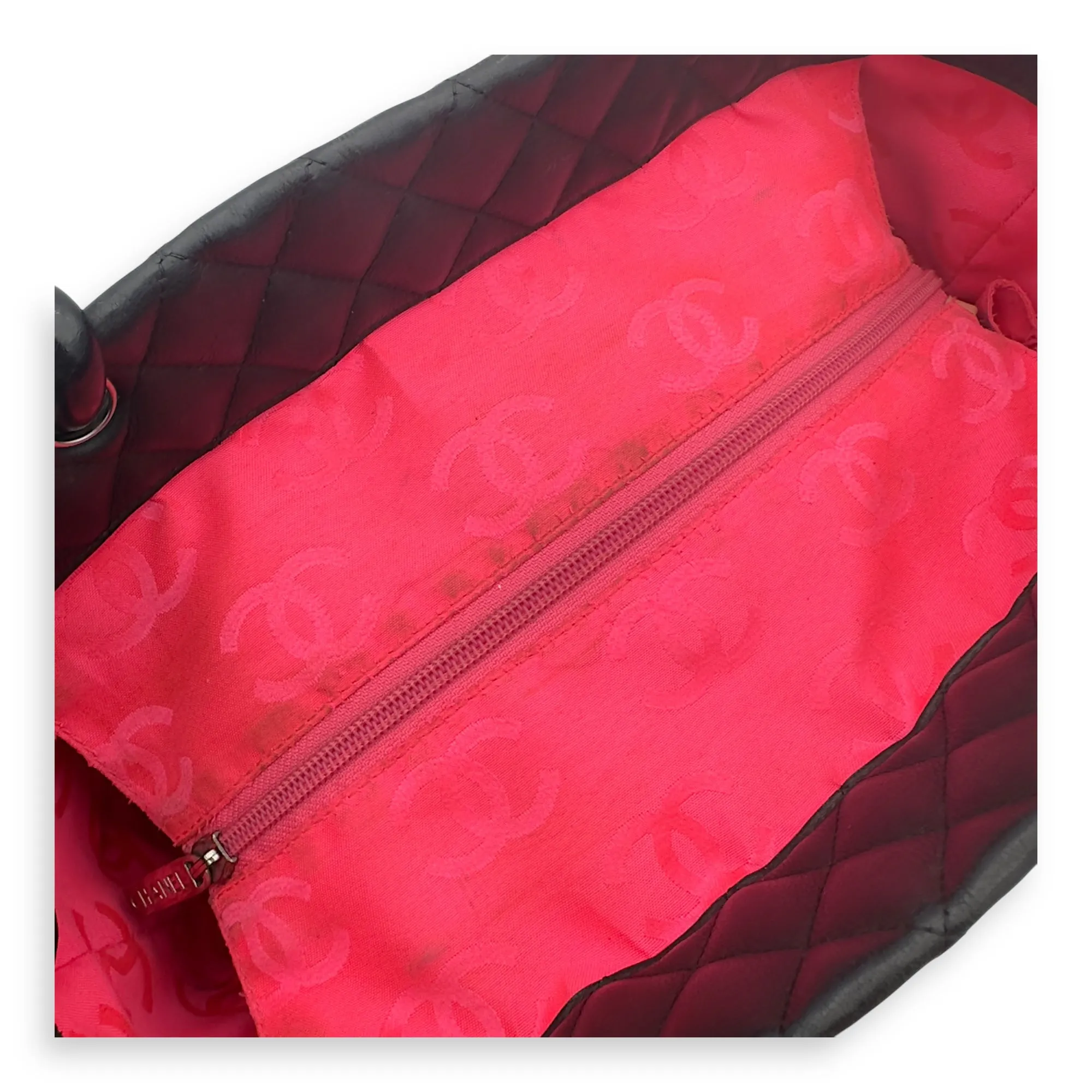 Cambon Tote Bag  Black in Lambskin , Silver Hardware