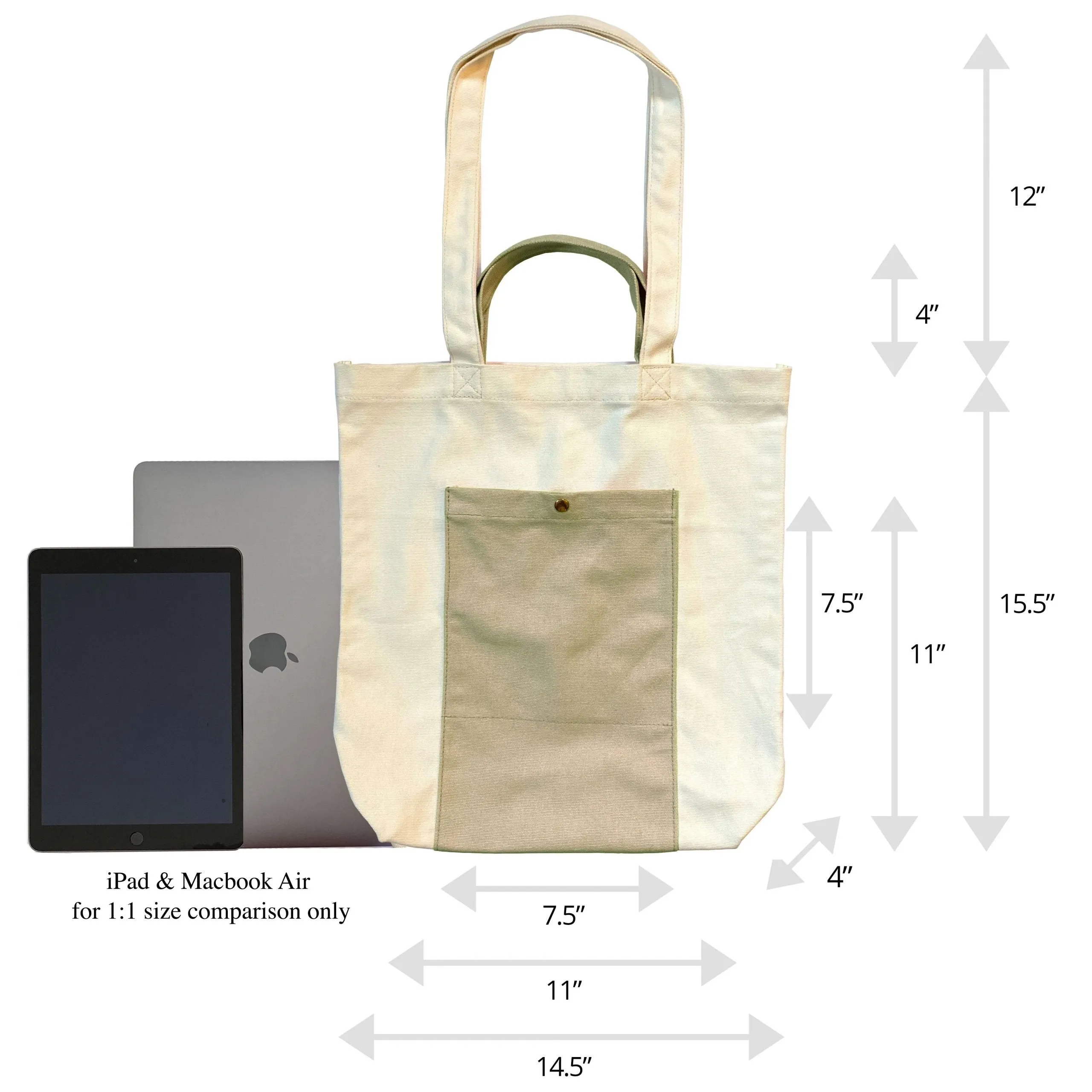 Canvas Tote Bag with Handles (Tan)