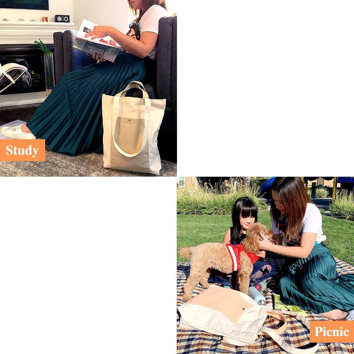 Canvas Tote Bag with Handles (Tan)