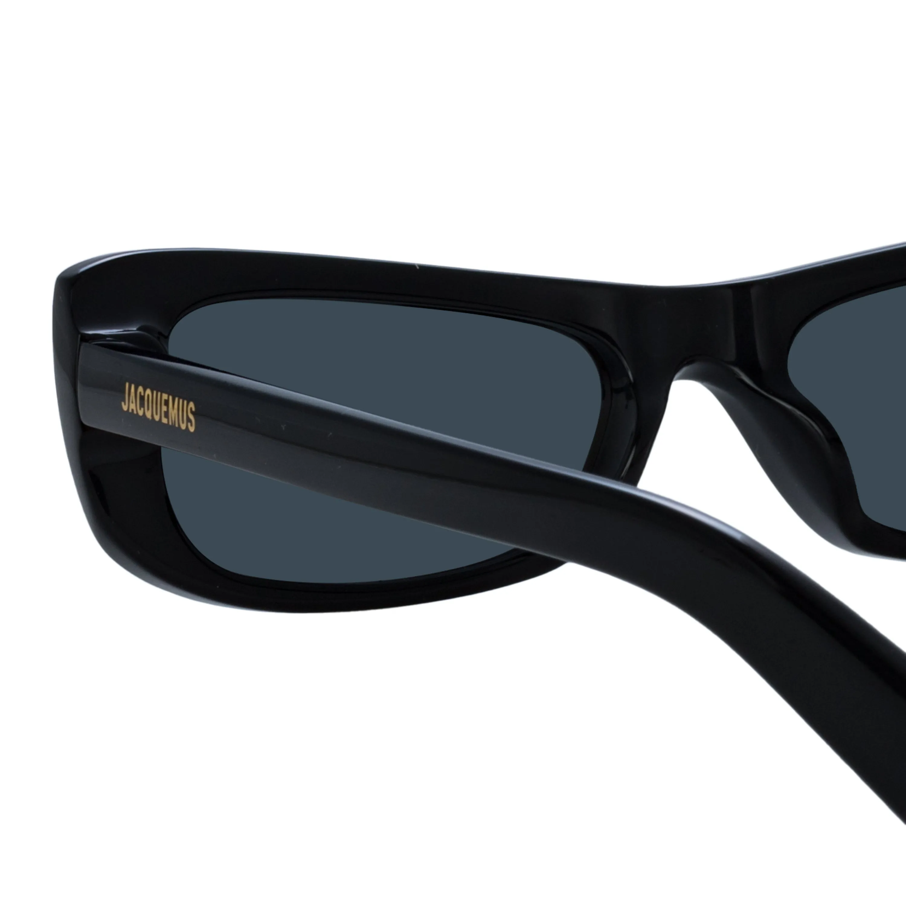Capri Rectangular Sunglasses in Black by Jacquemus