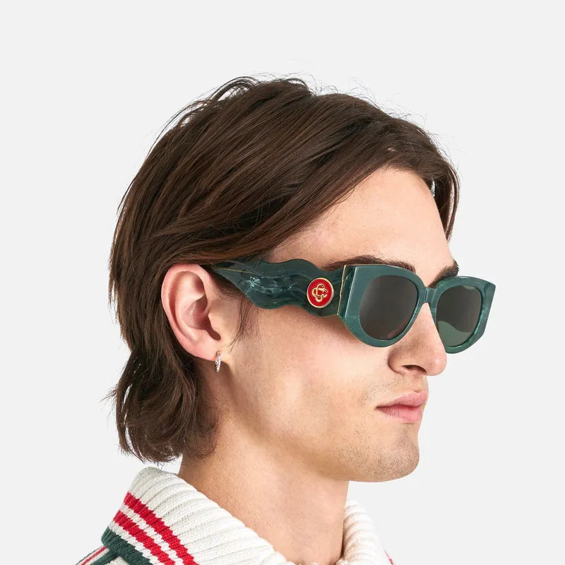 Casablanca Oval Wave Sunglasses Green