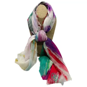 Chanel Multi Printed Fringed Large Sheer Scarf