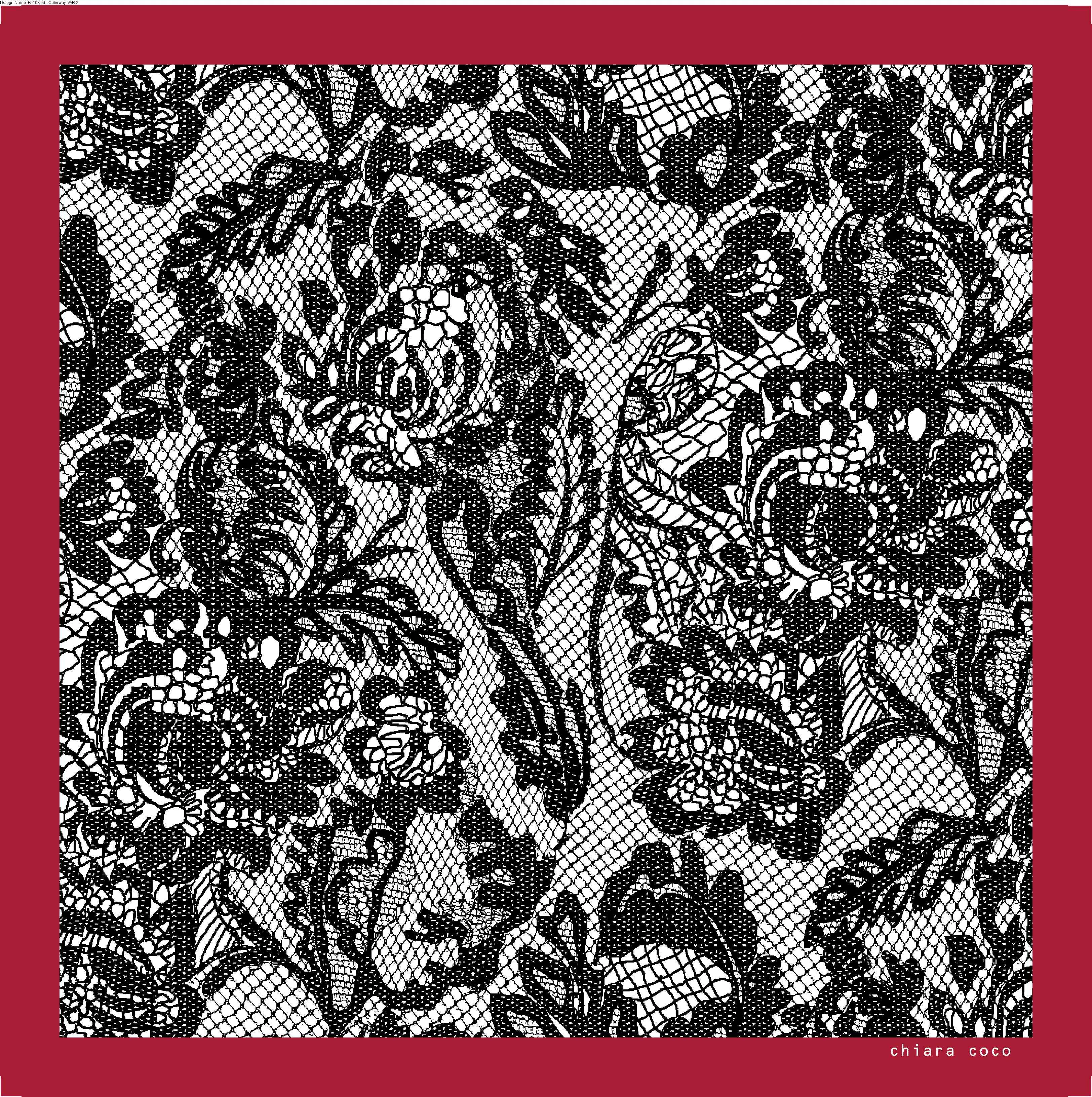 Chiara Coco black lace with red border CC146-1 70cm