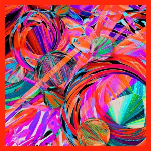Chiara Coco Orange/purple/aqua spheres  CC140-3 70cm