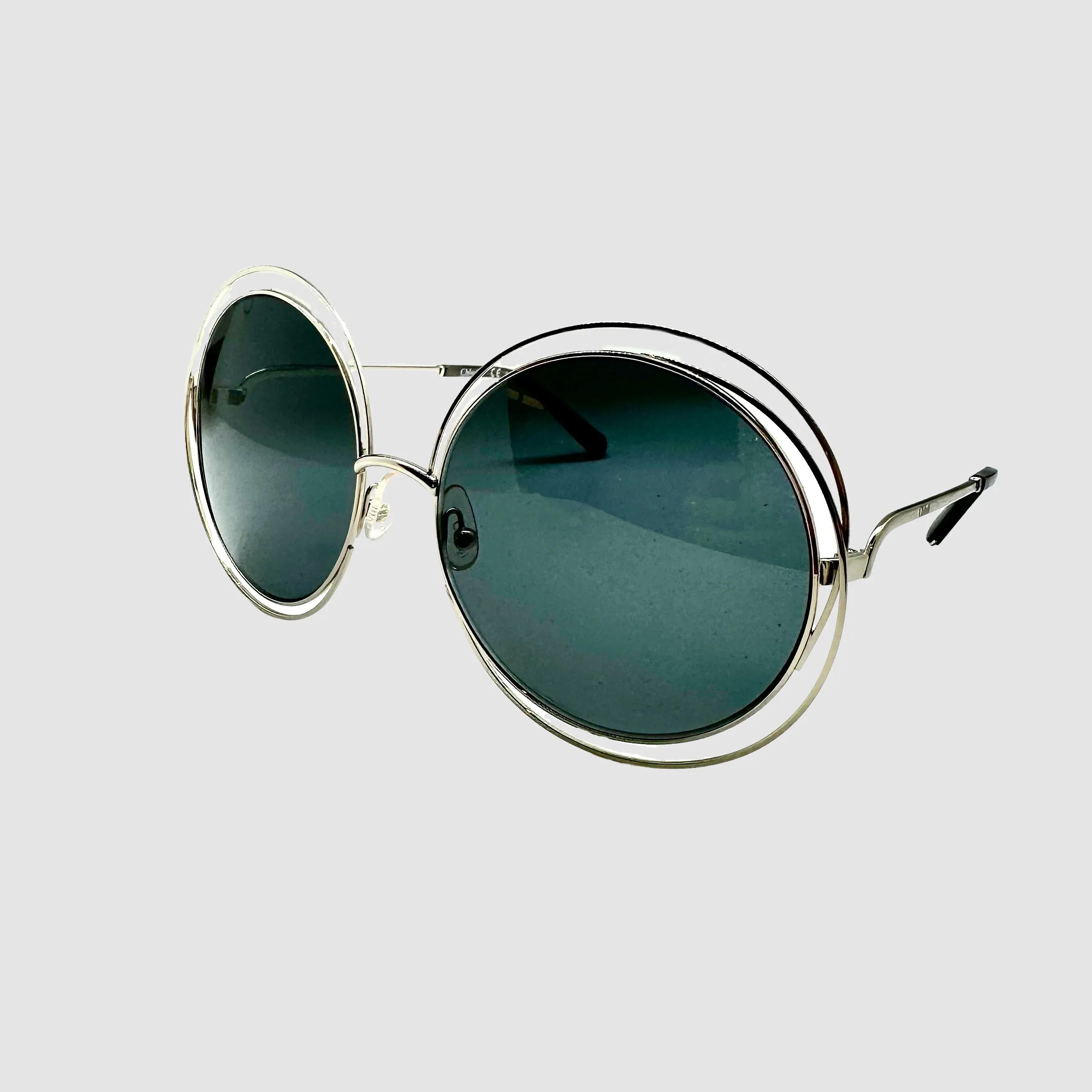 Chloé Oversized Sunglasses w/ Round Silver Wire Frames