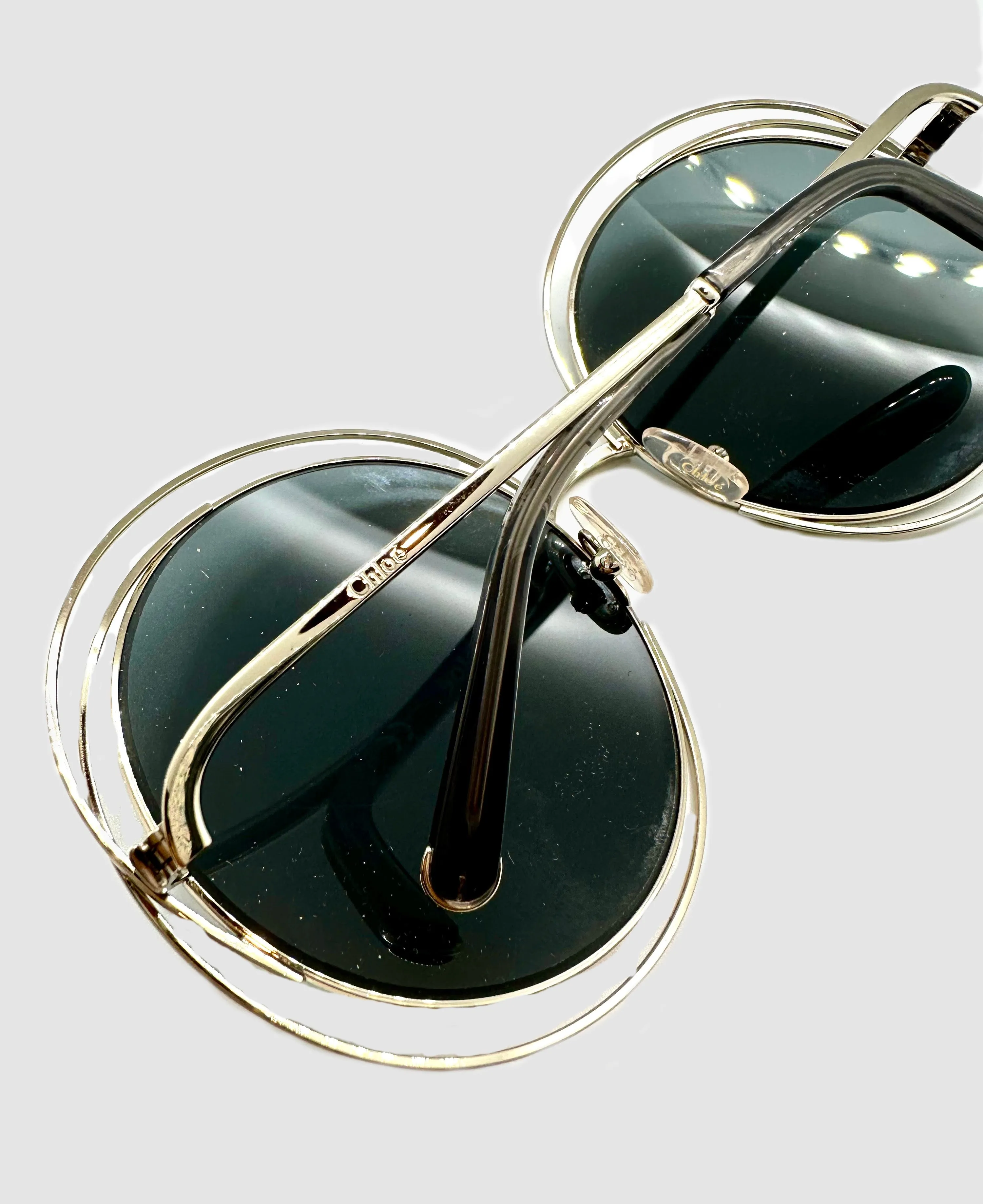 Chloé Oversized Sunglasses w/ Round Silver Wire Frames