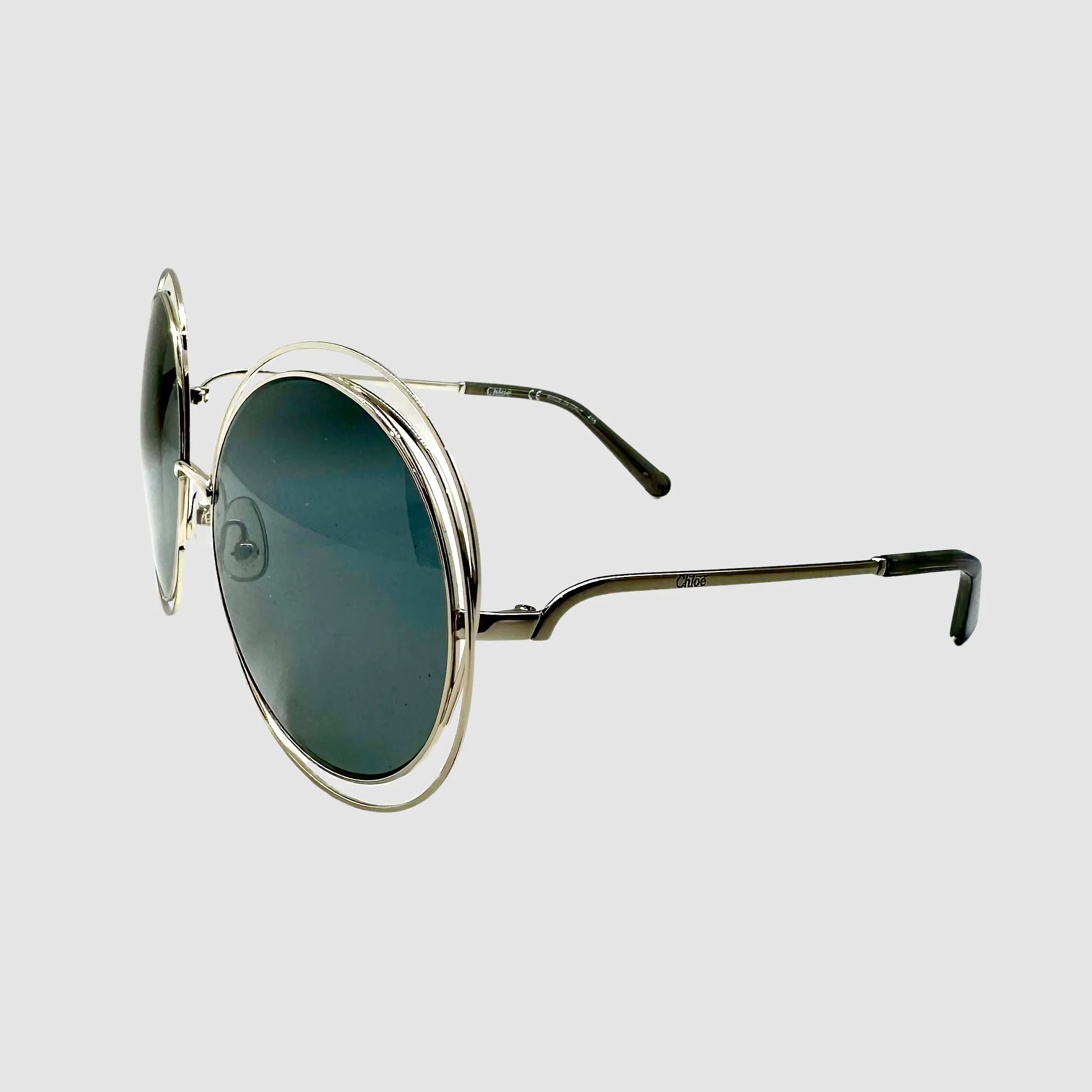Chloé Oversized Sunglasses w/ Round Silver Wire Frames