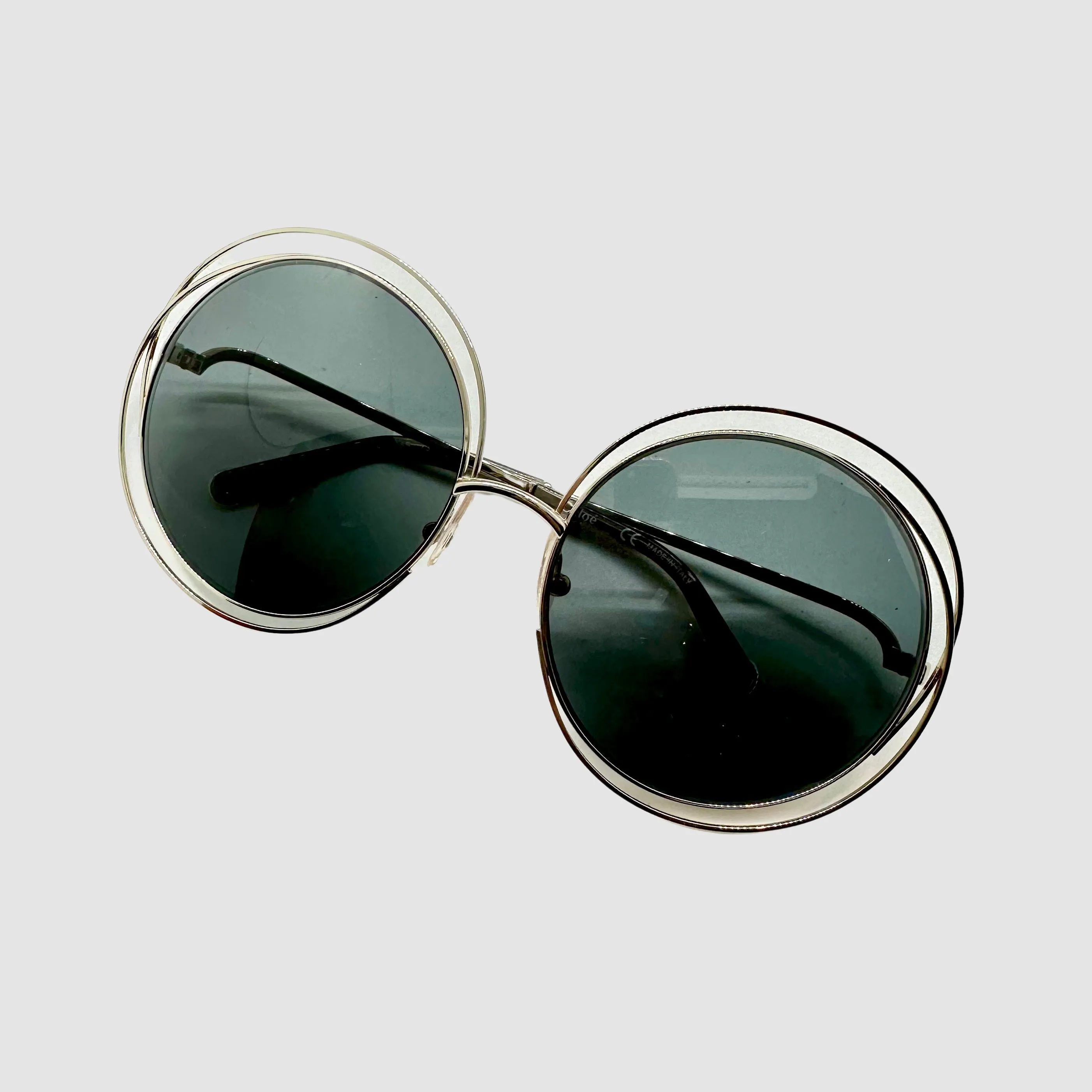 Chloé Oversized Sunglasses w/ Round Silver Wire Frames